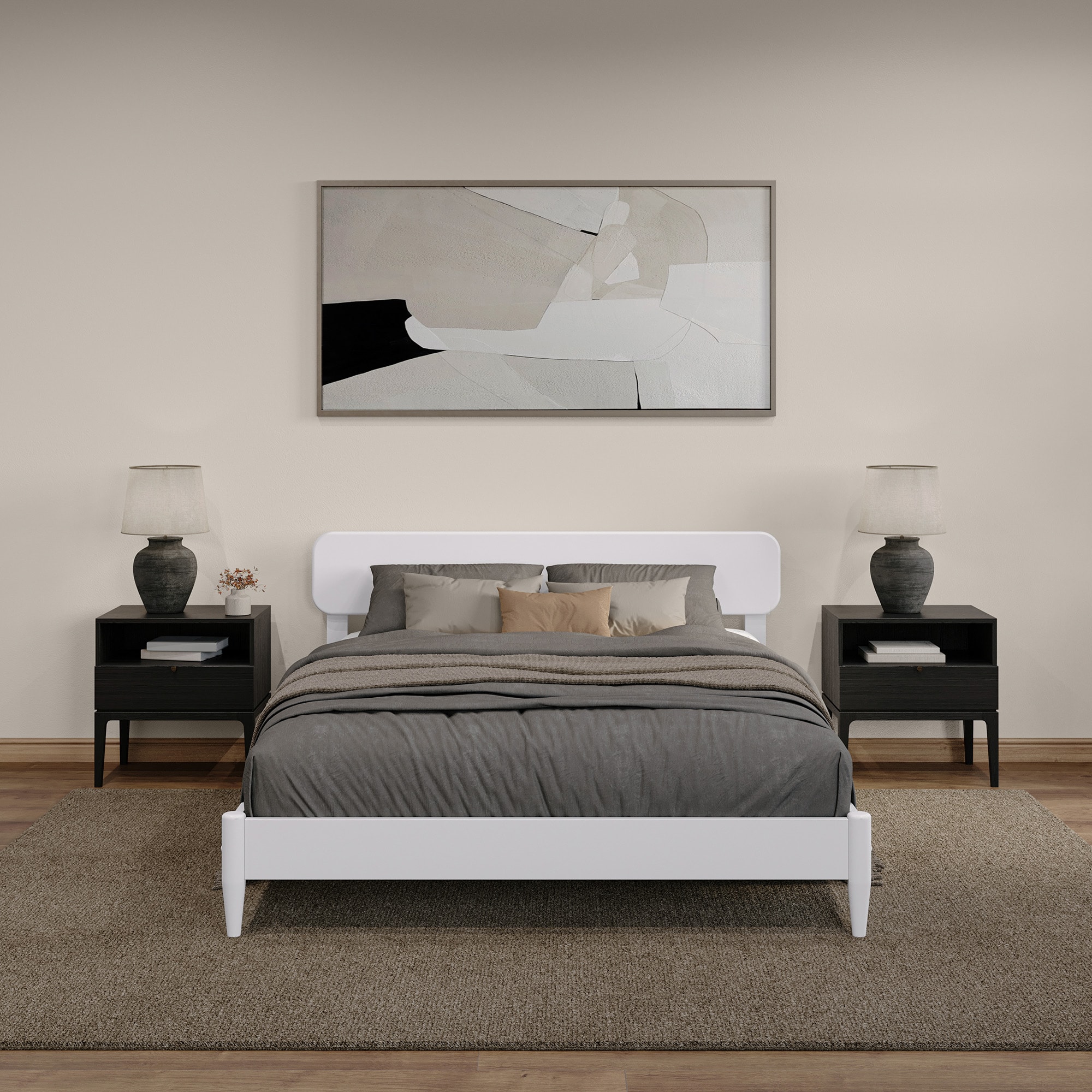 Florence White Queen Solid Wood Low Profile Platform Bed