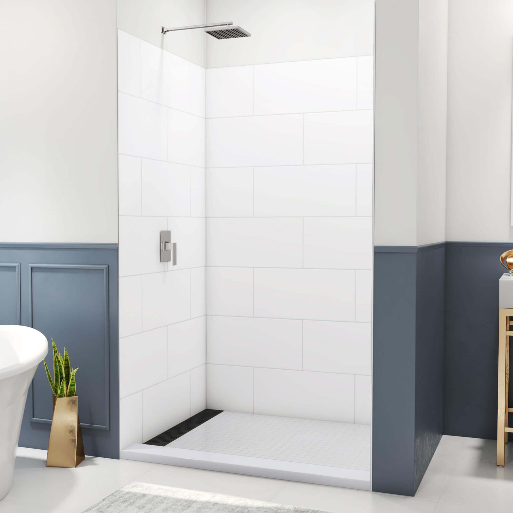 DreamLine WKDS504284XTS00 DreamStone 50-in W x 42-in D x 84-in H White 3.0 -Piece Glue Up Alcove Shower panel kit