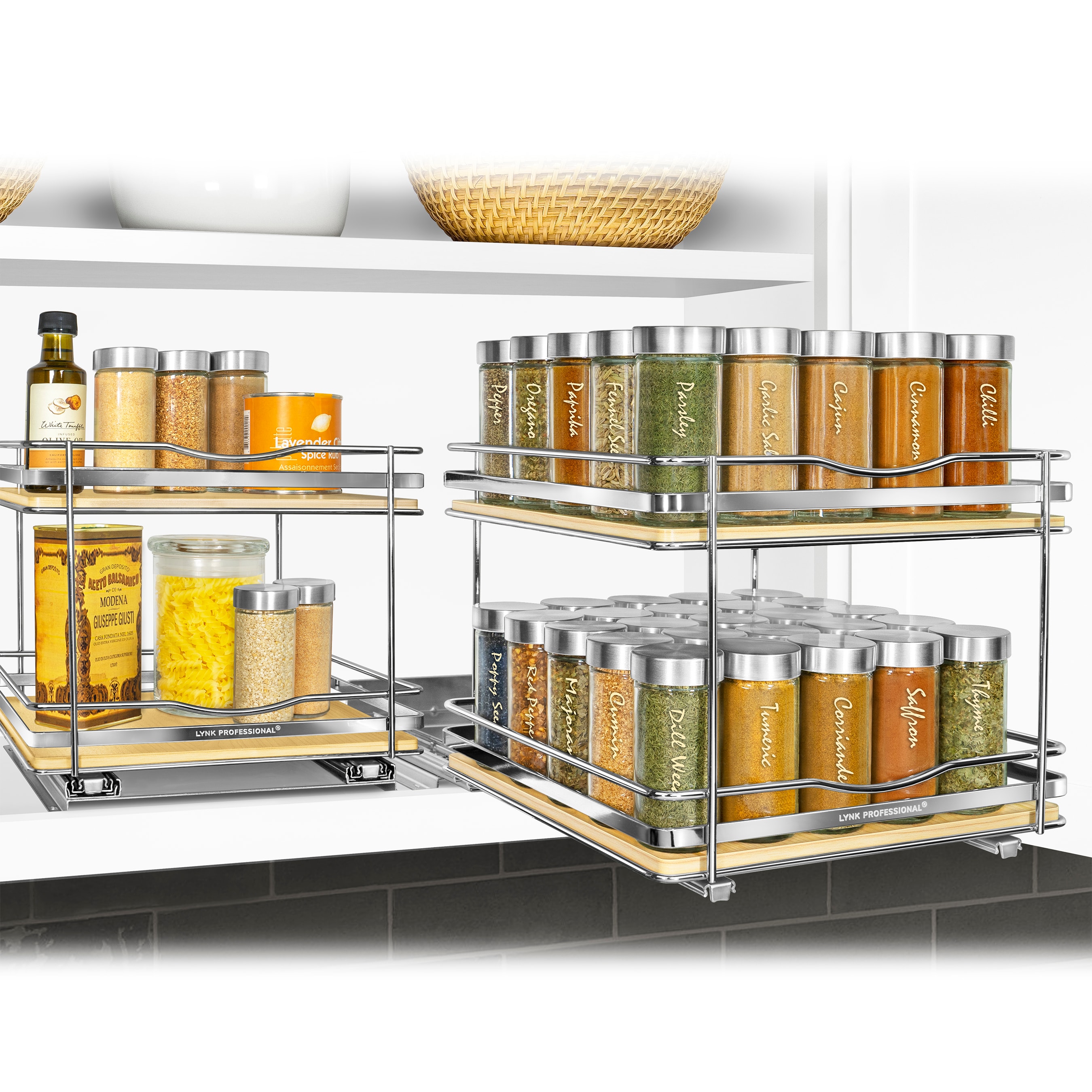 LYNK PROFESSIONAL Silver Metallic Expandable Spice Rack Drawer