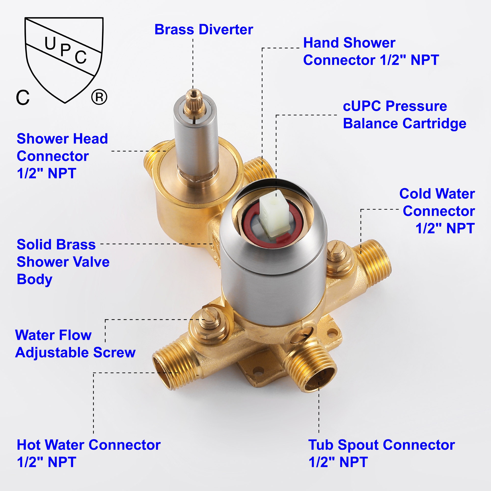 WELLFOR WA9009CH Showerhead-Bar-Panels - View #9