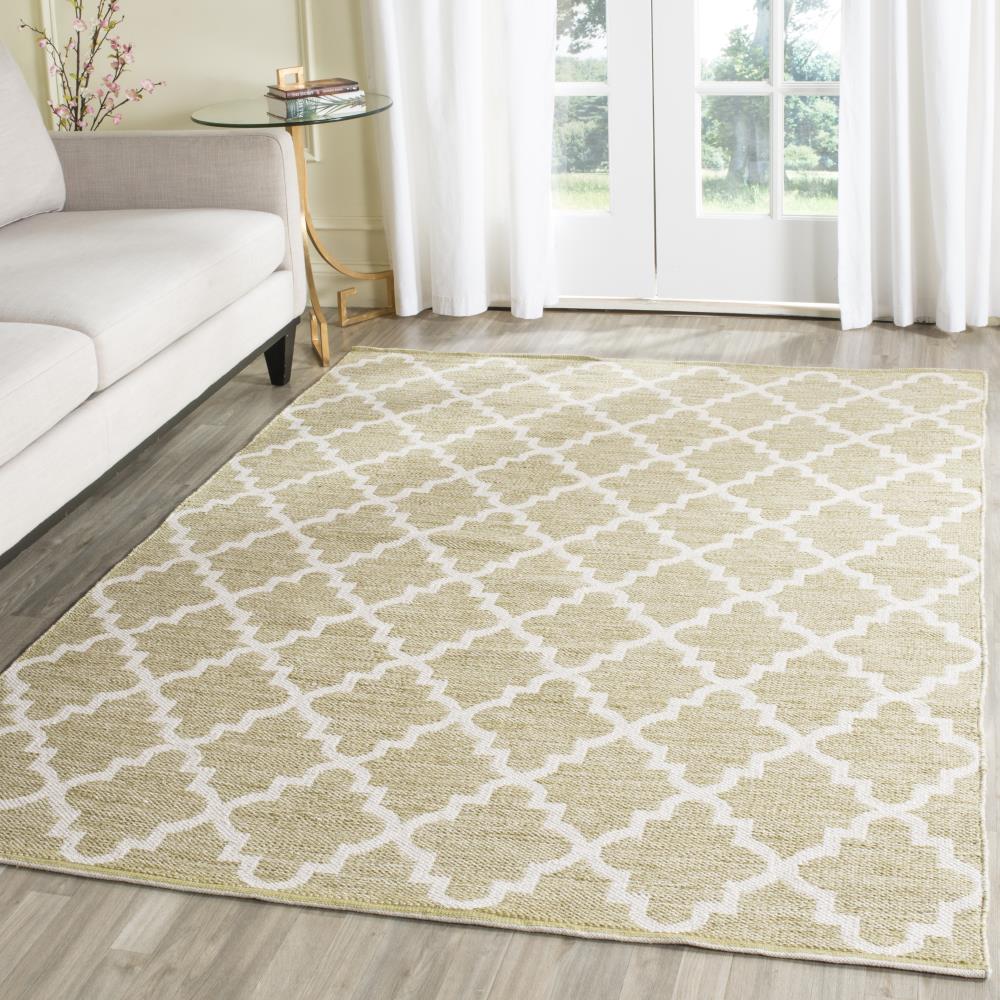 Casual Coastal Montauk 5'x8' Green/Ivory Cotton Area Rug