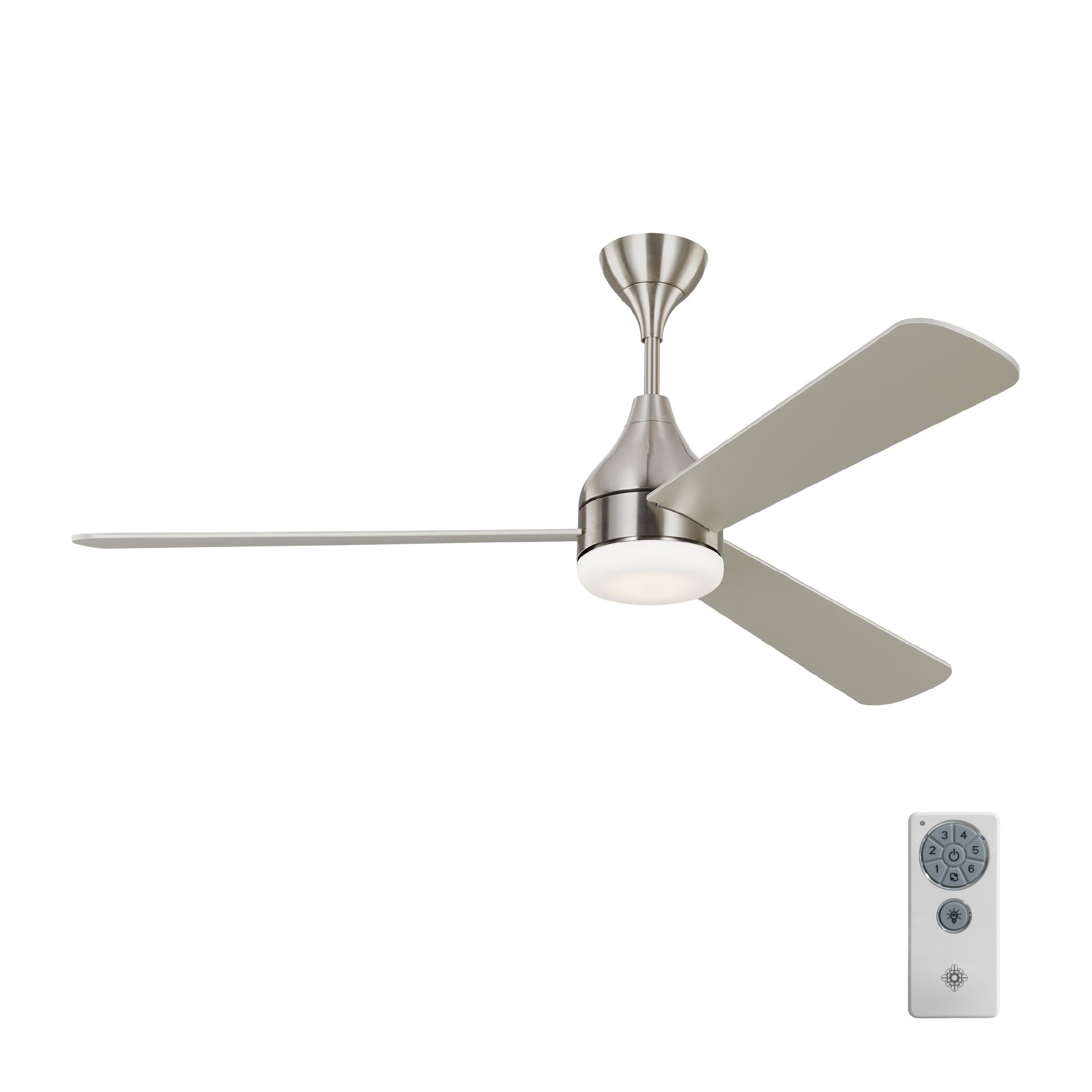 Generation Lighting Streaming Smart 52-in Brushed Steel with Silver Blades Integrated LED Indoor Smart Propeller Ceiling Fan with Light and Remote (3-Blade) 3STMSM52BSD Sansujyuku sansujyuku.com