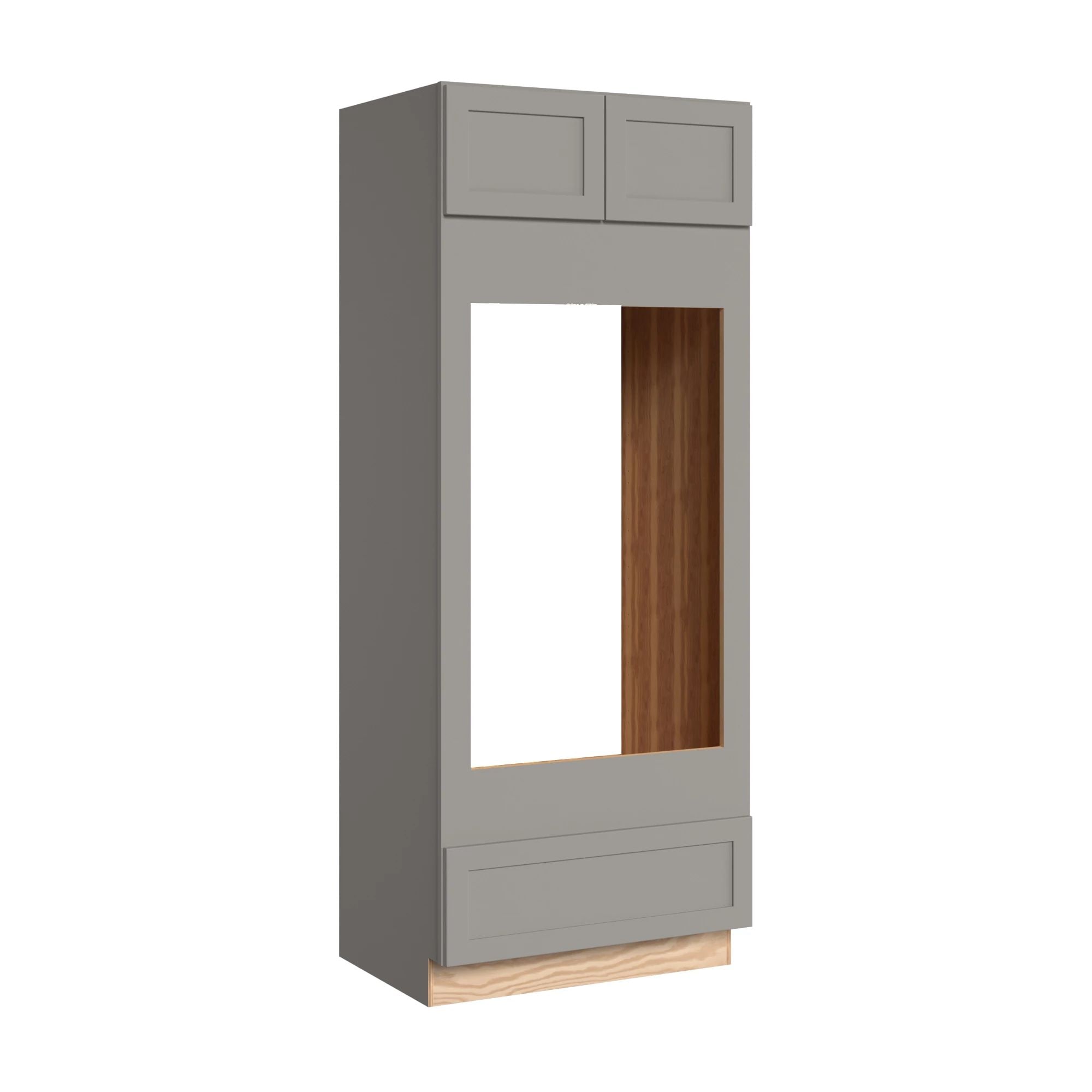 KraftMaid Momentum OC332484D.DD.EOG81 Deveron 33-in W x 84-in H x 24-in D Pebble Grey Double oven Pantry Fully assembled Plywood Cabinet (Recessed Panel Shaker)