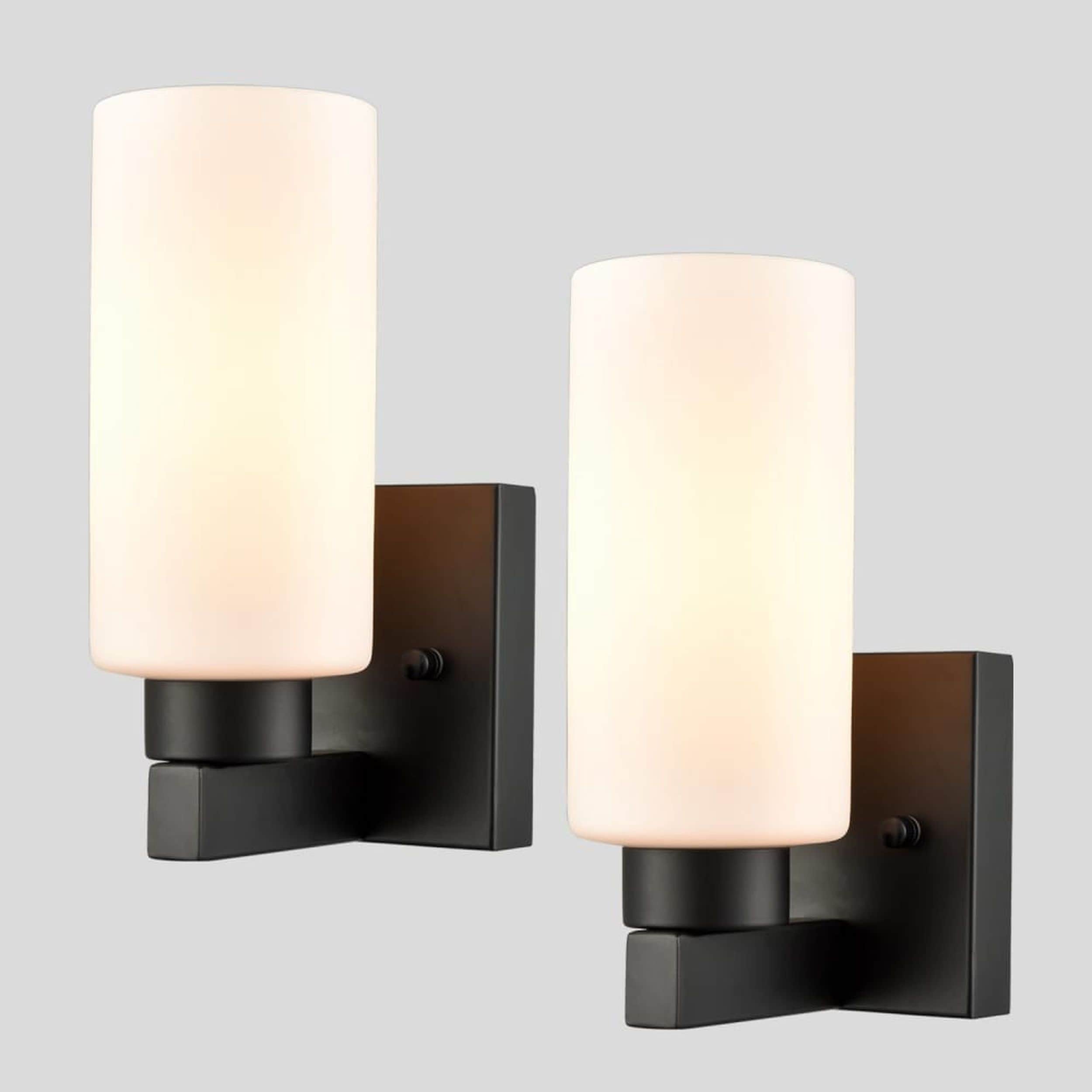 Claxy DE-B3196BU-BK-2 Opal 4.7-in W 2 -Light Polished Black Wall Sconce
