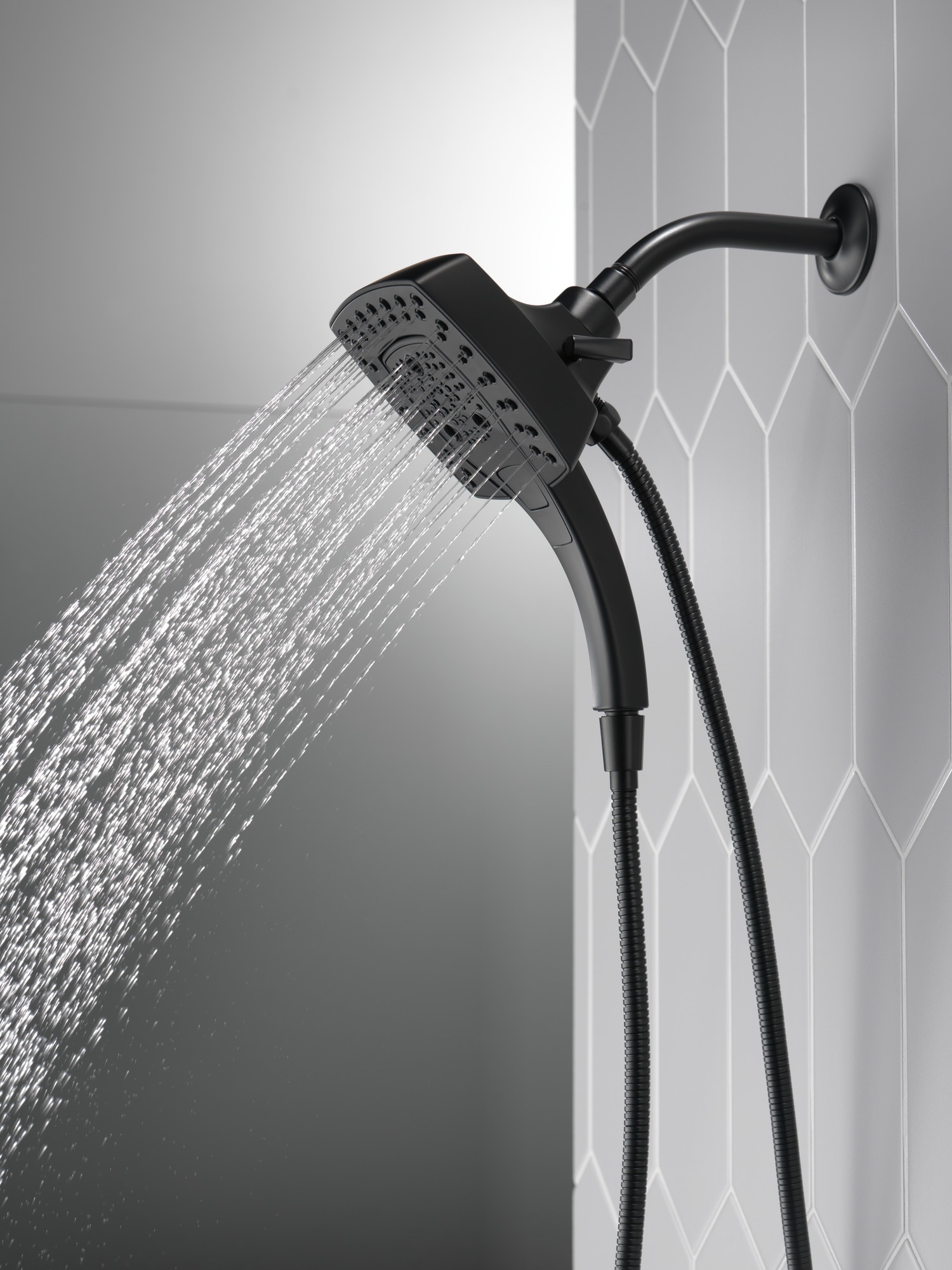 Matte Black Stainless Steel Dual Handheld Wall Mount Shower
