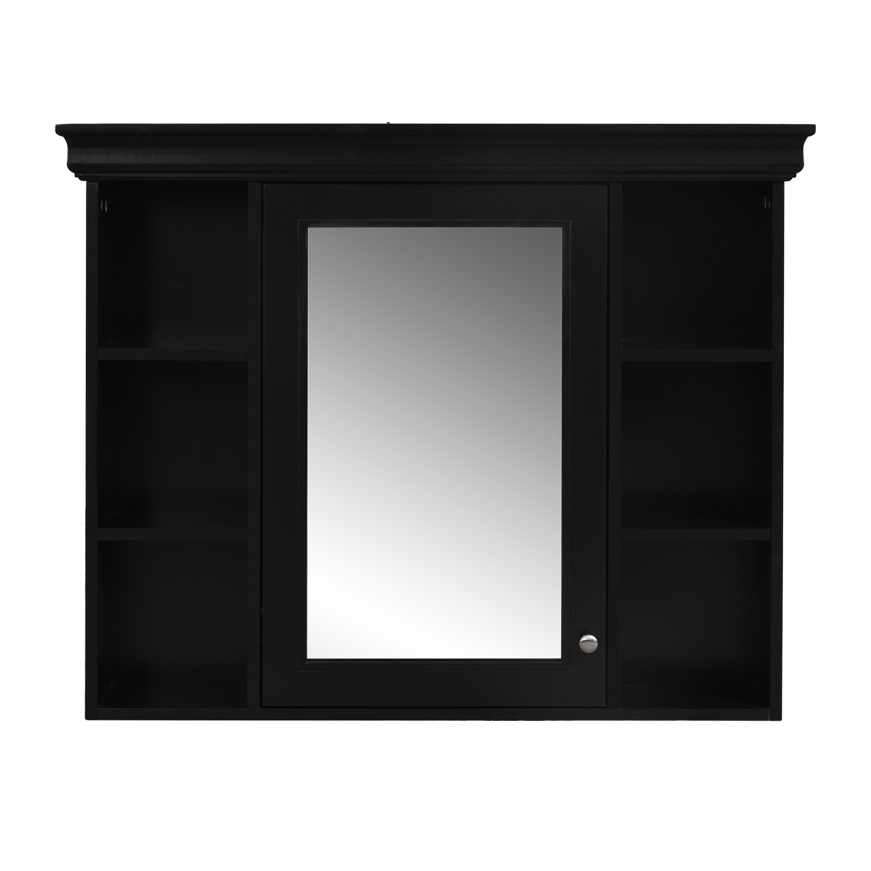 Ayelon 35.5-in x 28.74-in Surface Mount Black Mirrored Rectangle Medicine Cabinet #AY196545B