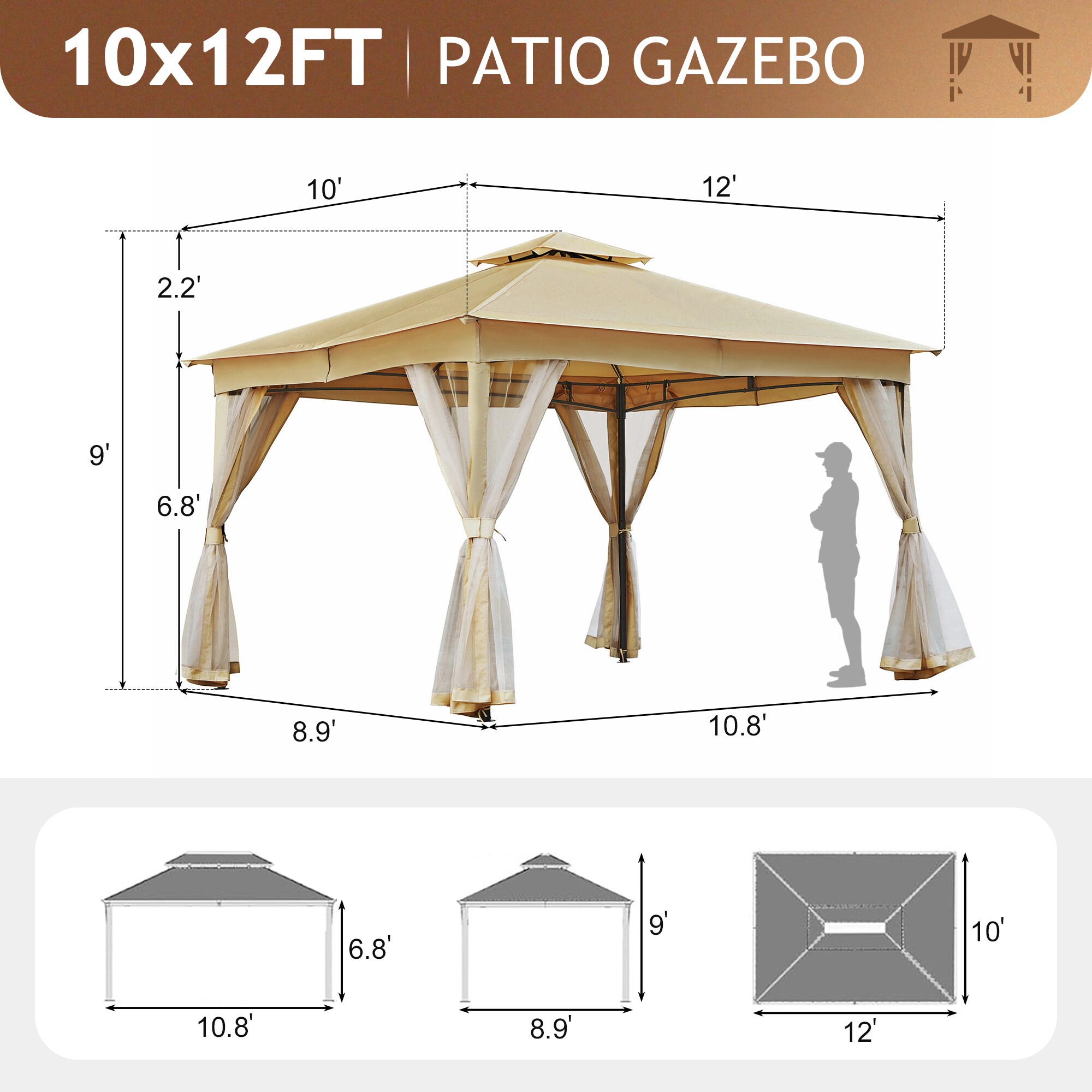 SINOFURN SYA990035GY Wood-Resin-Gazebos - View #6