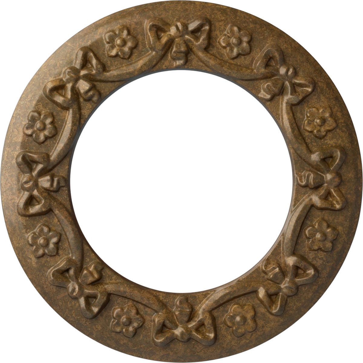 Ekena Millwork CM12RIRZS Ribbon with Bow 12.25-in W x 12.25-in L Painted Rubbed Bronze Polyurethane Whole Ceiling Medallion