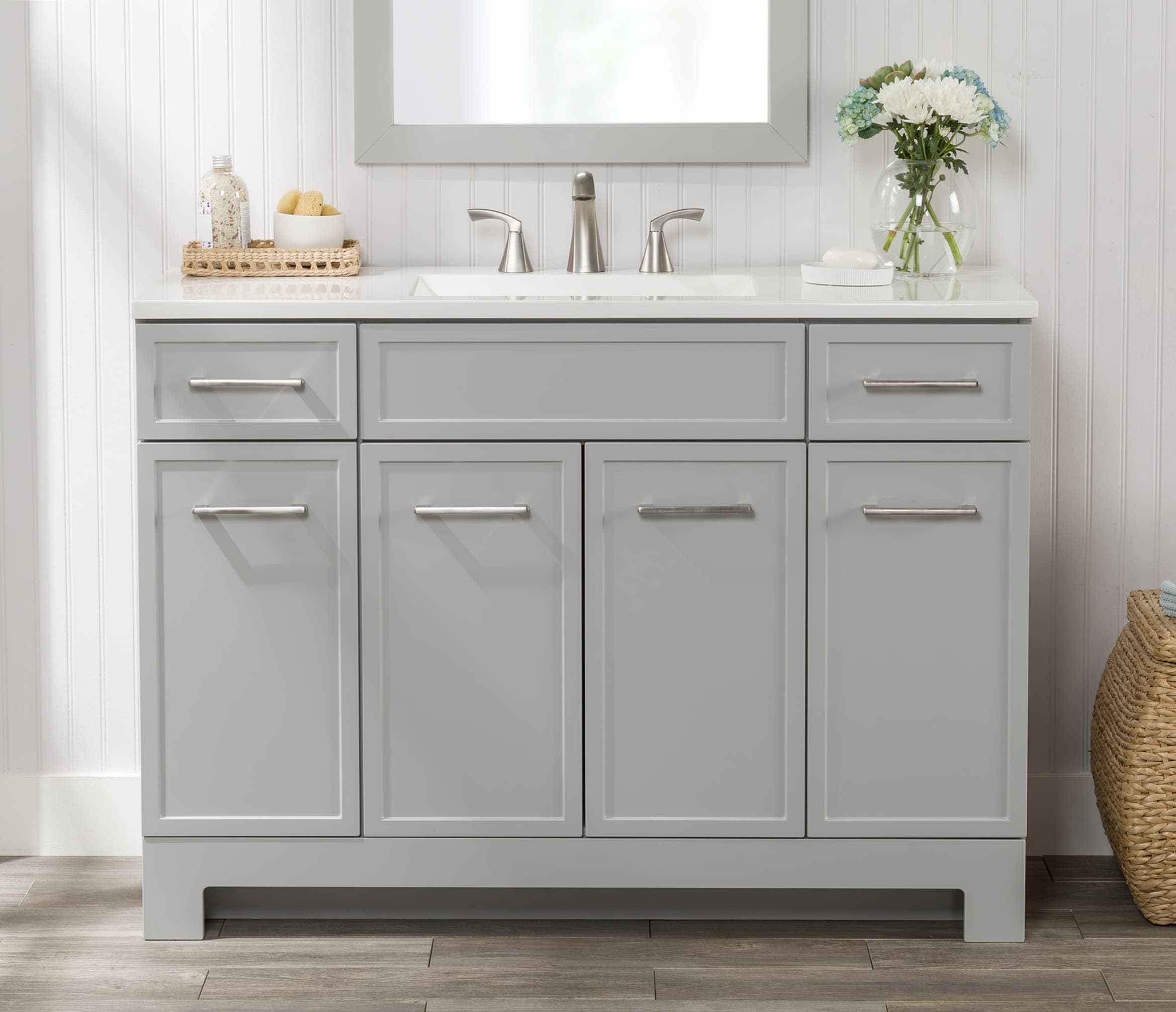 Diamond NOW Cassidy 30-in Deep Blue Single Sink Bathroom Vanity with White  Cultured Marble Top