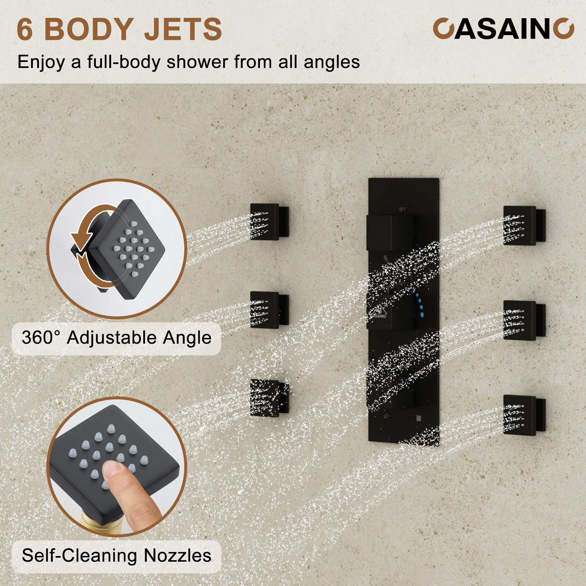 CASAINC KCHS0019-16MB Showerhead-Bar-Panels - View #9