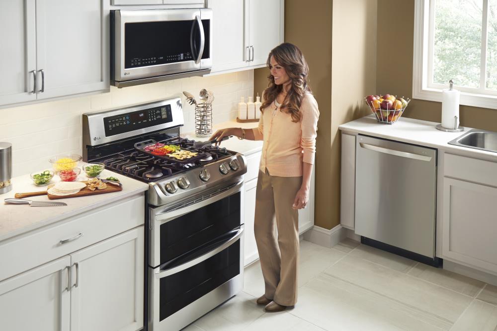 LG LDG4315ST: 6.9 cu. ft. Gas Double Oven Range with ProBake Convection®,  EasyClean® and Gliding Rack