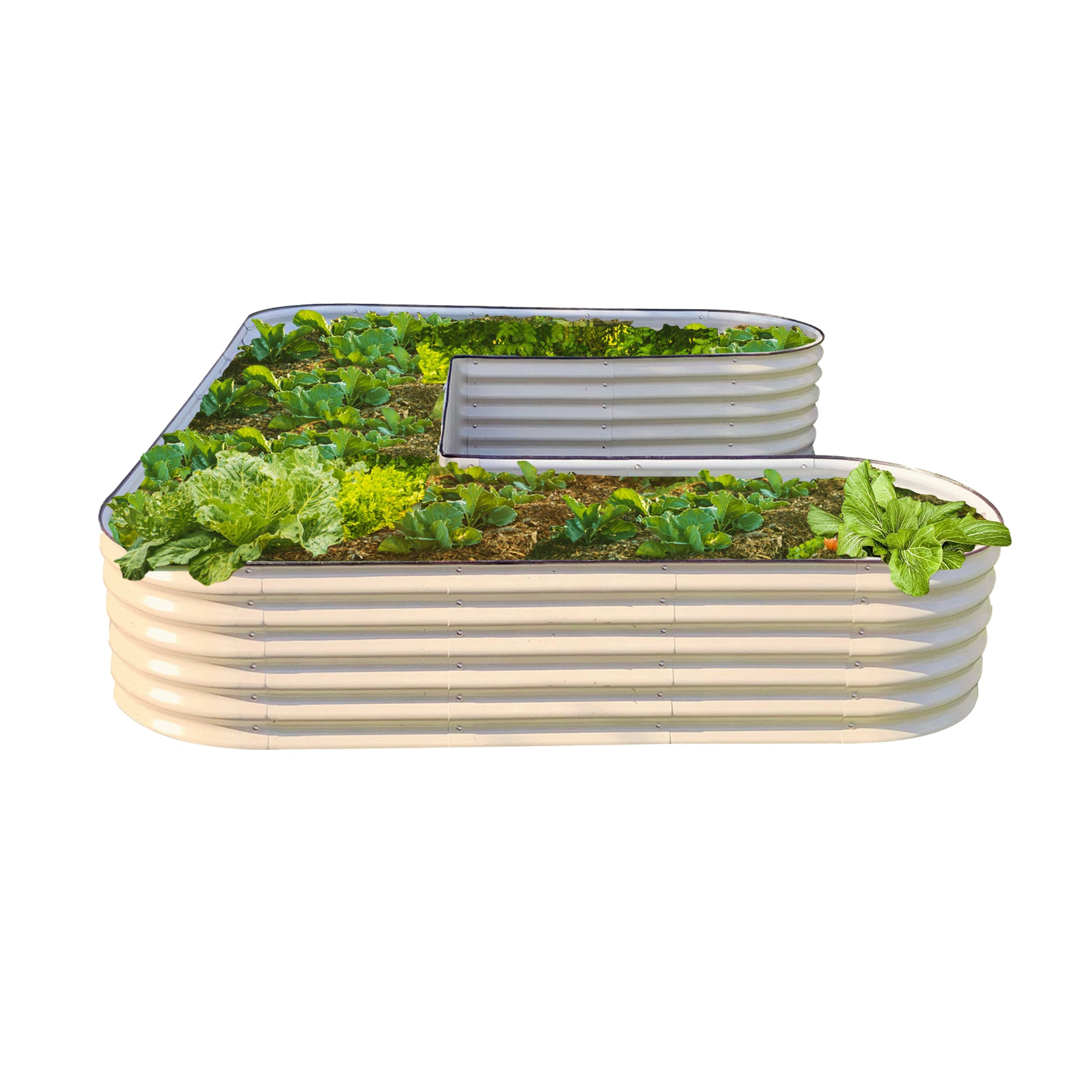 Vego Garden VBULG17W 62-cu ft 84-in W x 102-in L x 17-in H Pearl White Galvanized Metal Raised Garden Bed