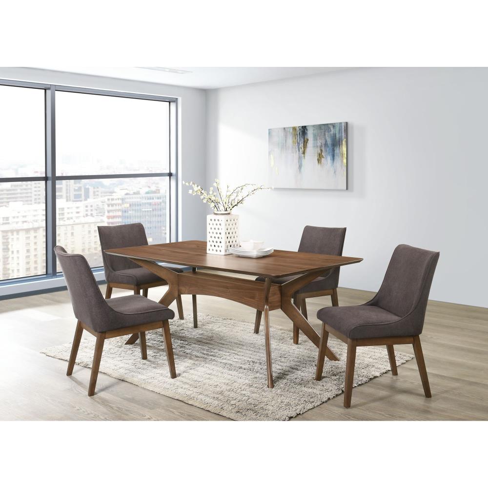 Ronan Walnut Contemporary/Modern Dining Room Set with Rectangular Table (Seats 4) in Brown | - Picket House Furnishings DRZ100AC5PC