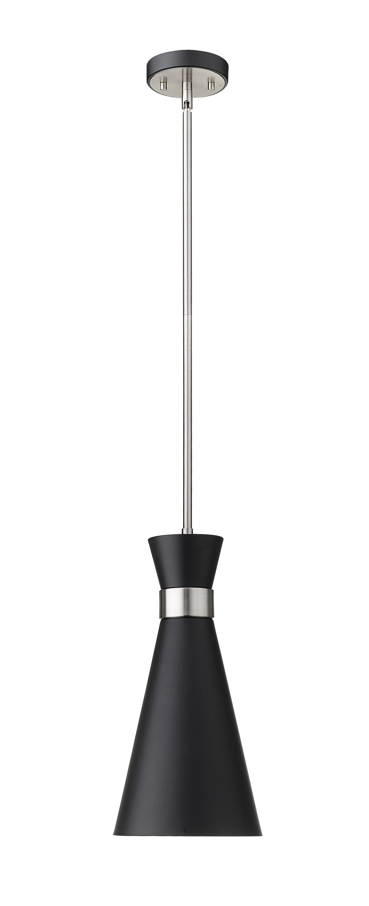 Soriano Matte Black and Brushed Nickel Hourglass Pendant Light