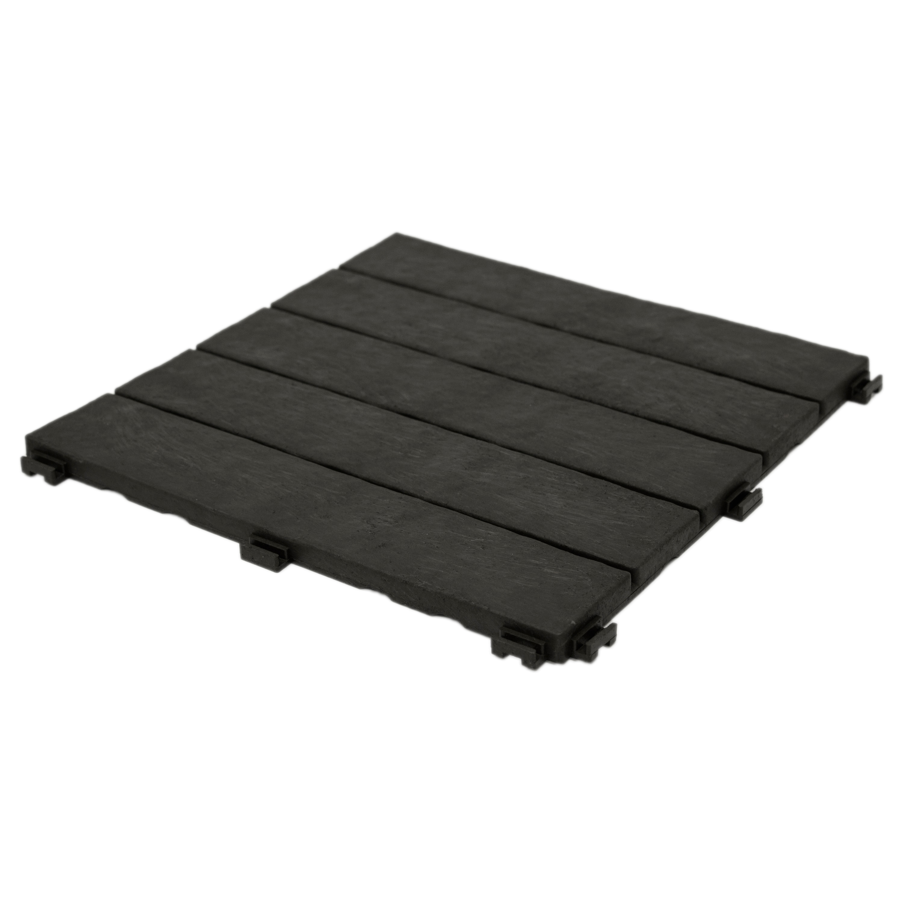 EcoTrend MT5100057CM Interlocking Balcony Deck Tiles 12-in L x 12-in W x 0.6 H Black Polyethylene Straight edging stone
