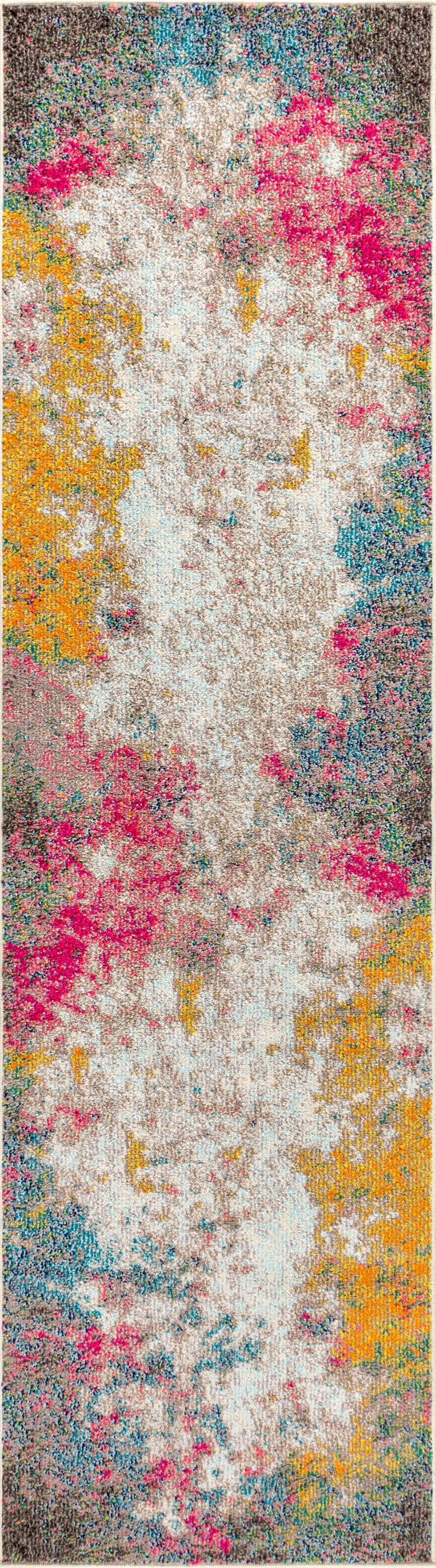 Yellow and Multicolor Abstract Synthetic Flat Woven Area Rug