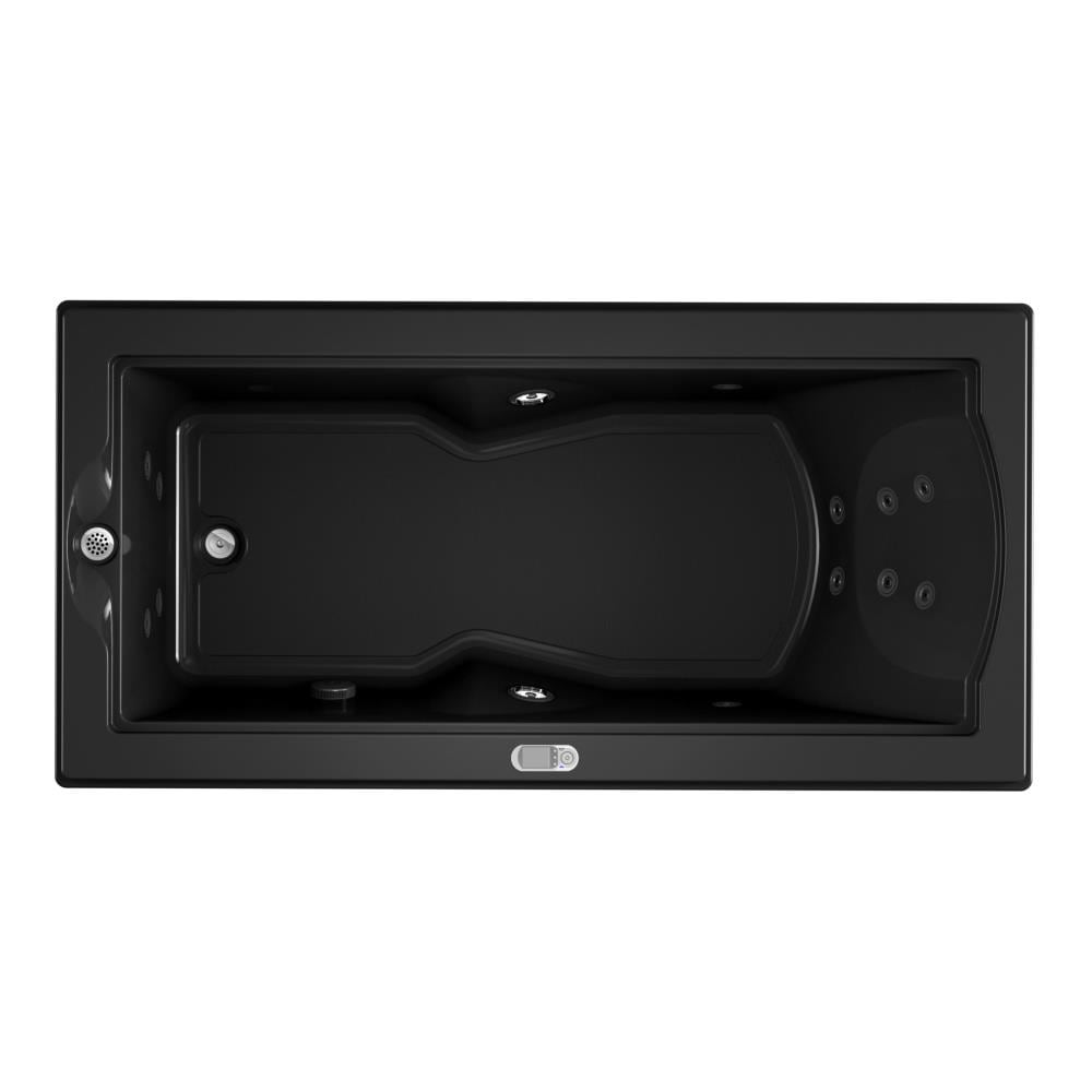 Jacuzzi KK40917 FUZION 35.4-in x 70.7-in Black Acrylic Rectangular Drop-in Whirlpool tub with Drain ( Left Drain )