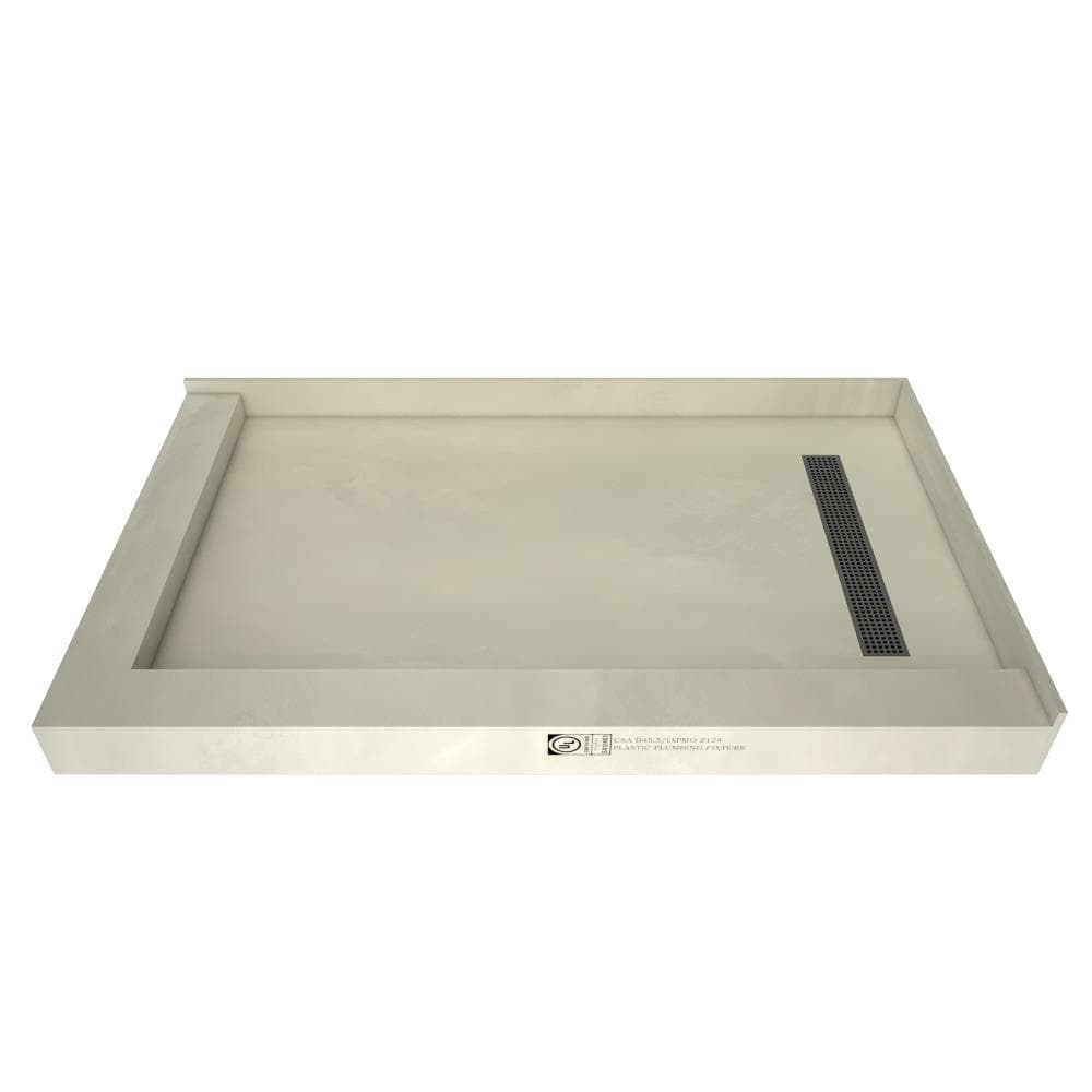 Tile Redi RT3448RDL-PVC-SQBN 34-in W x 48-in L x 5.75-in H Made For Tile Double Threshold Shower Pan Base (Right Drain)