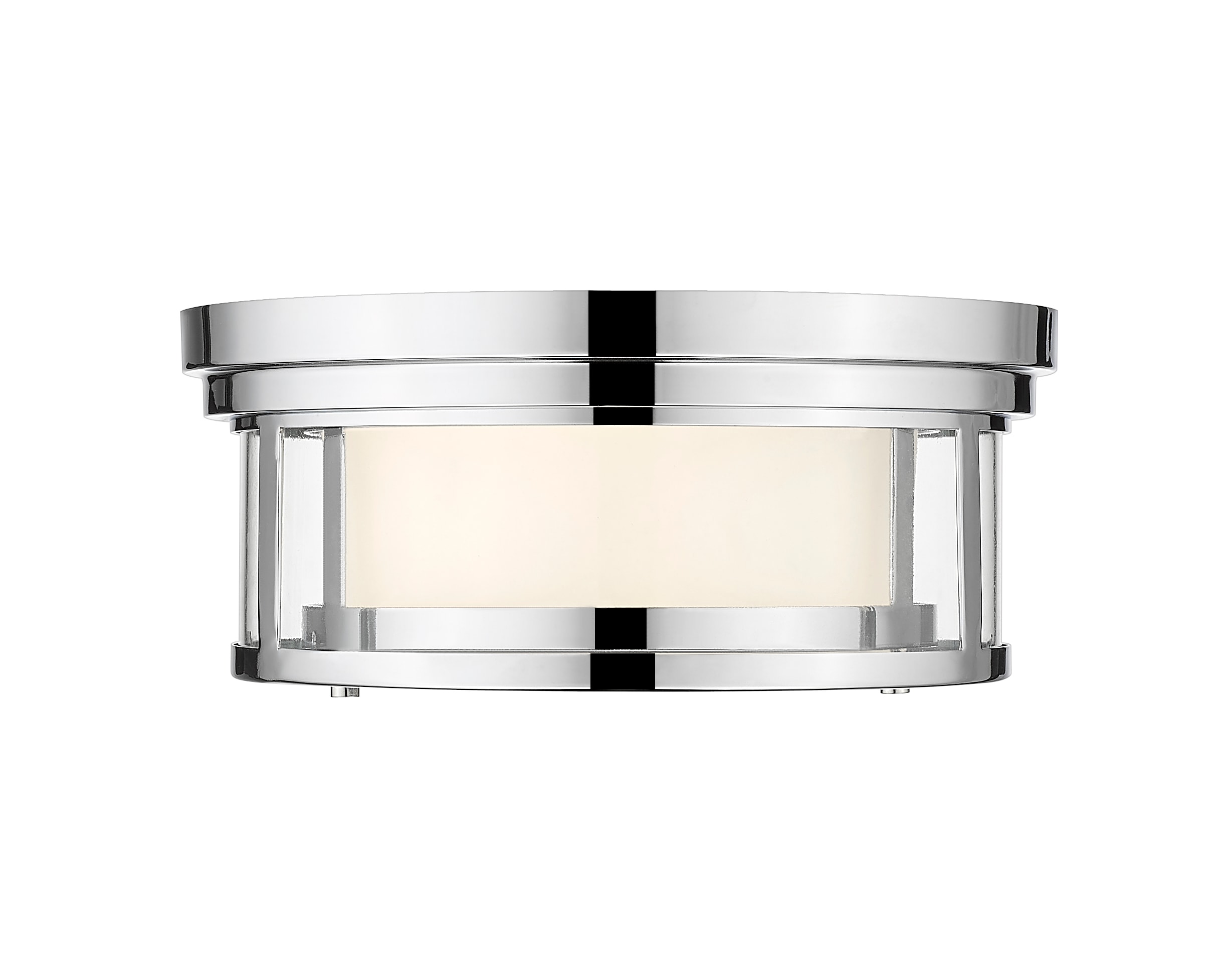 Willow 12" Chrome Drum Flush Mount with Opal & Clear Glass