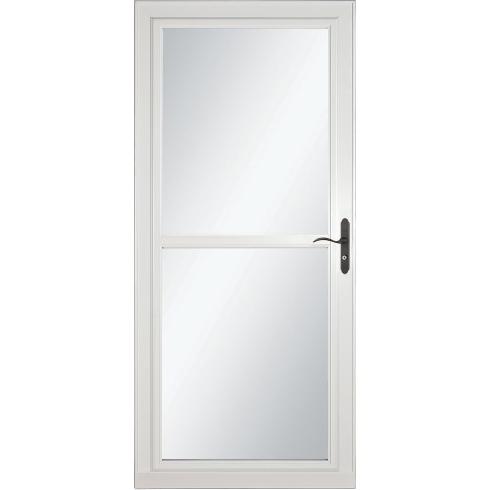 Tradewinds Selection 32-in x 81-in White Full-view Retractable Screen Aluminum Storm Door with Aged Bronze Handle | - LARSON 1460403157