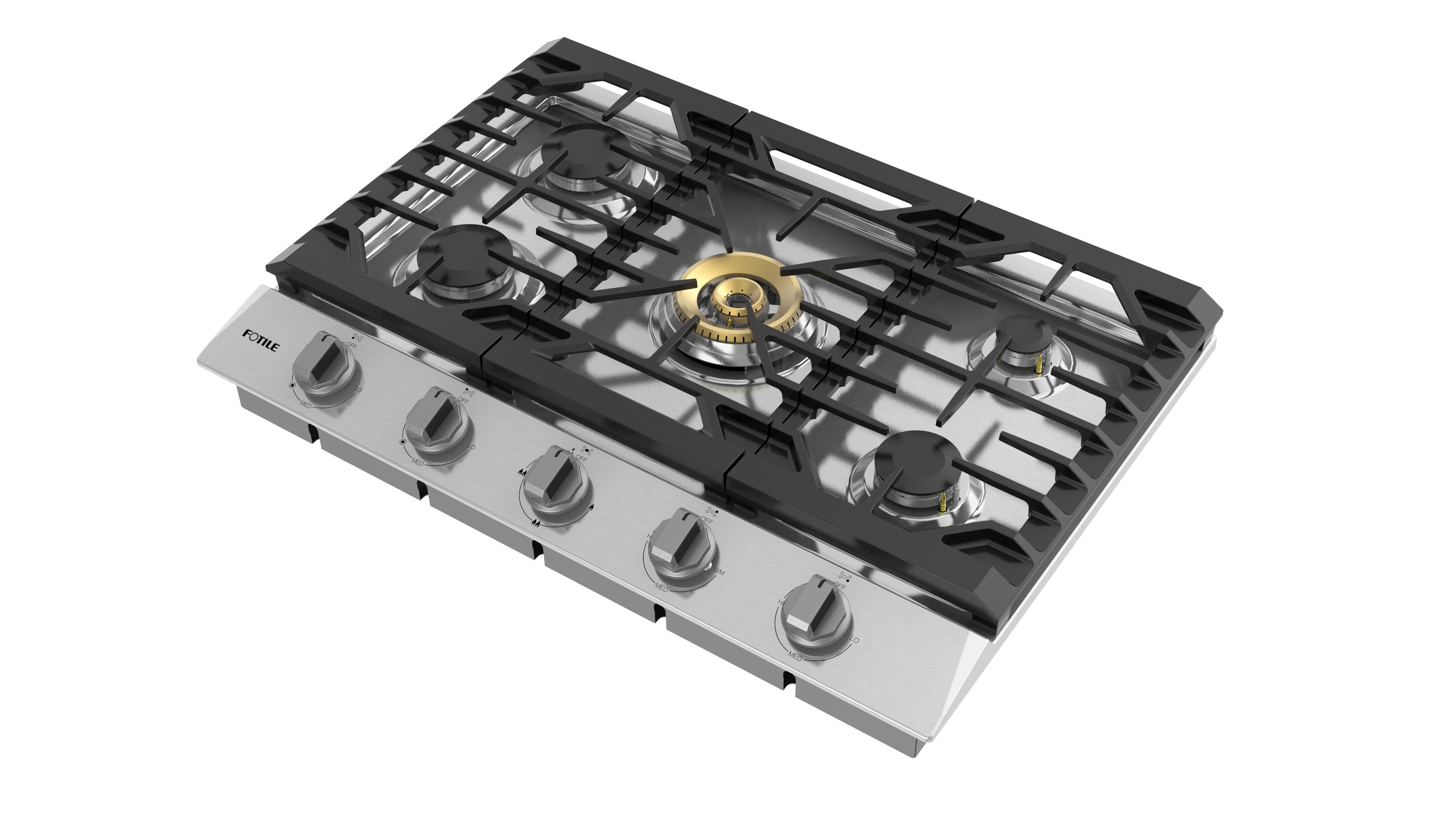 FOTILE Tri-Ring Professional Grade with 57K Total-BTU 30-in 5 Burners  Stainless Steel Gas Cooktop
