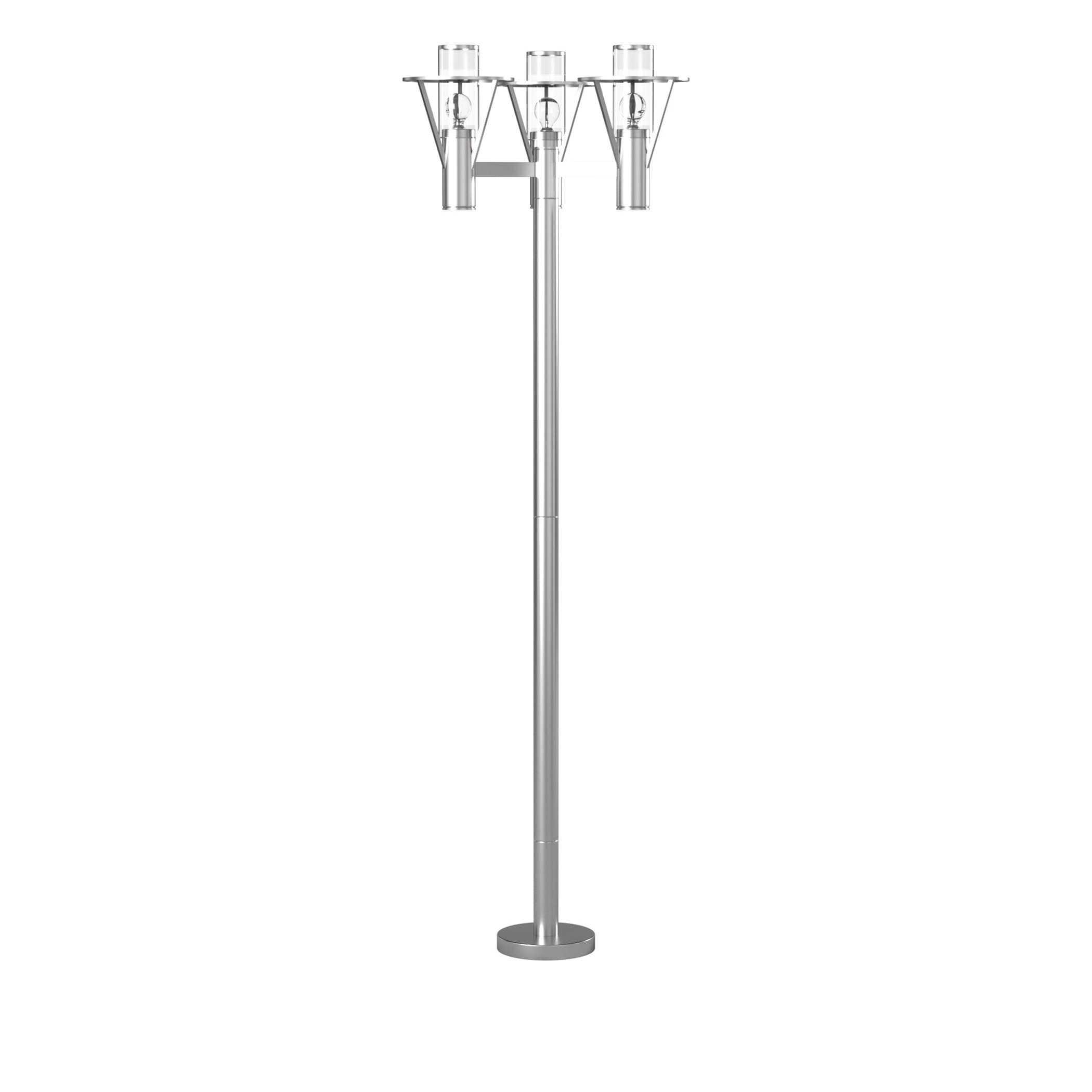 Belfast Modern Stainless Steel 86.75" Outdoor Lamp with Clear Glass