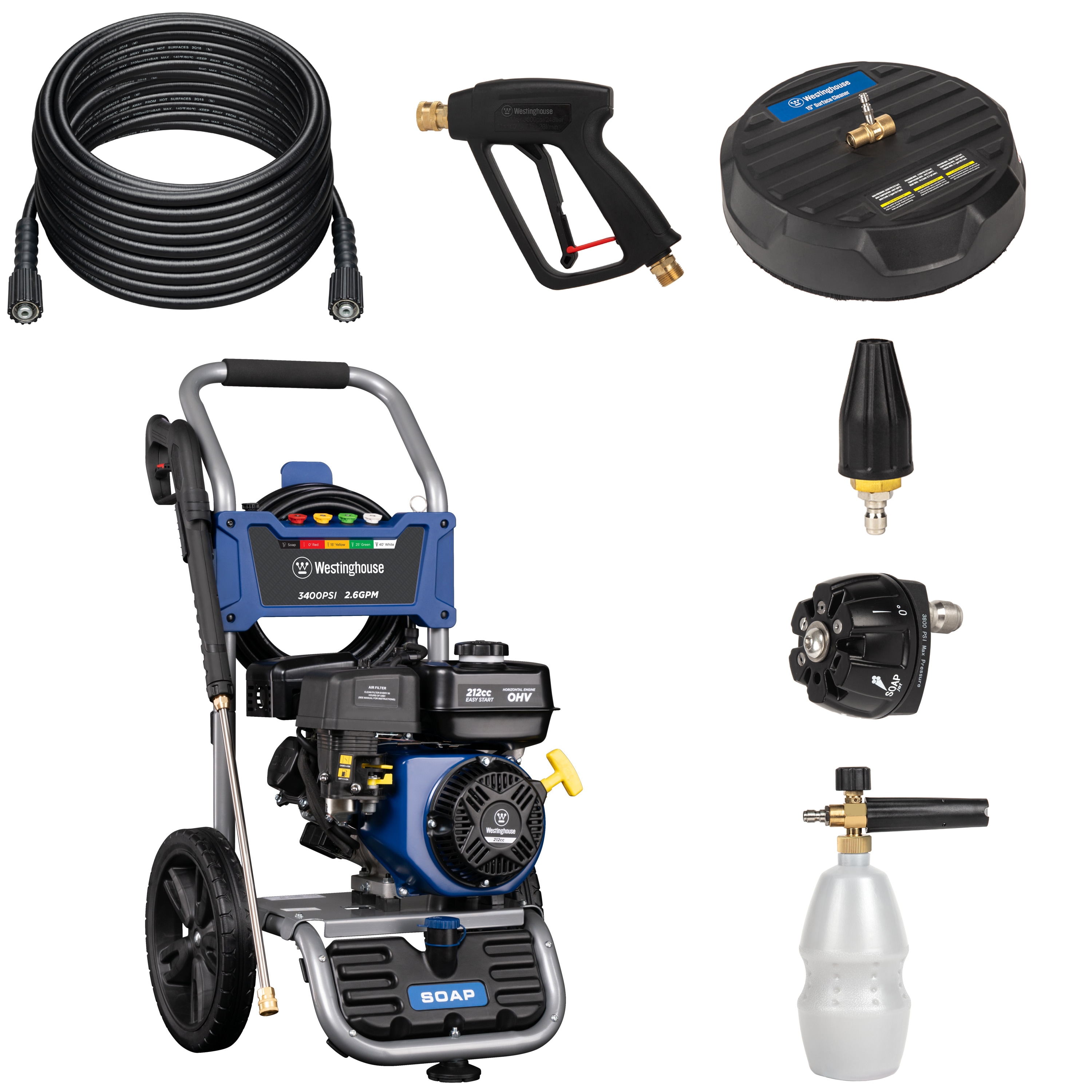 Shop Westinghouse WPX3400 3400 PSI 2.5 GPM Cold Water Gas Pressure Washer  Combo Kit at