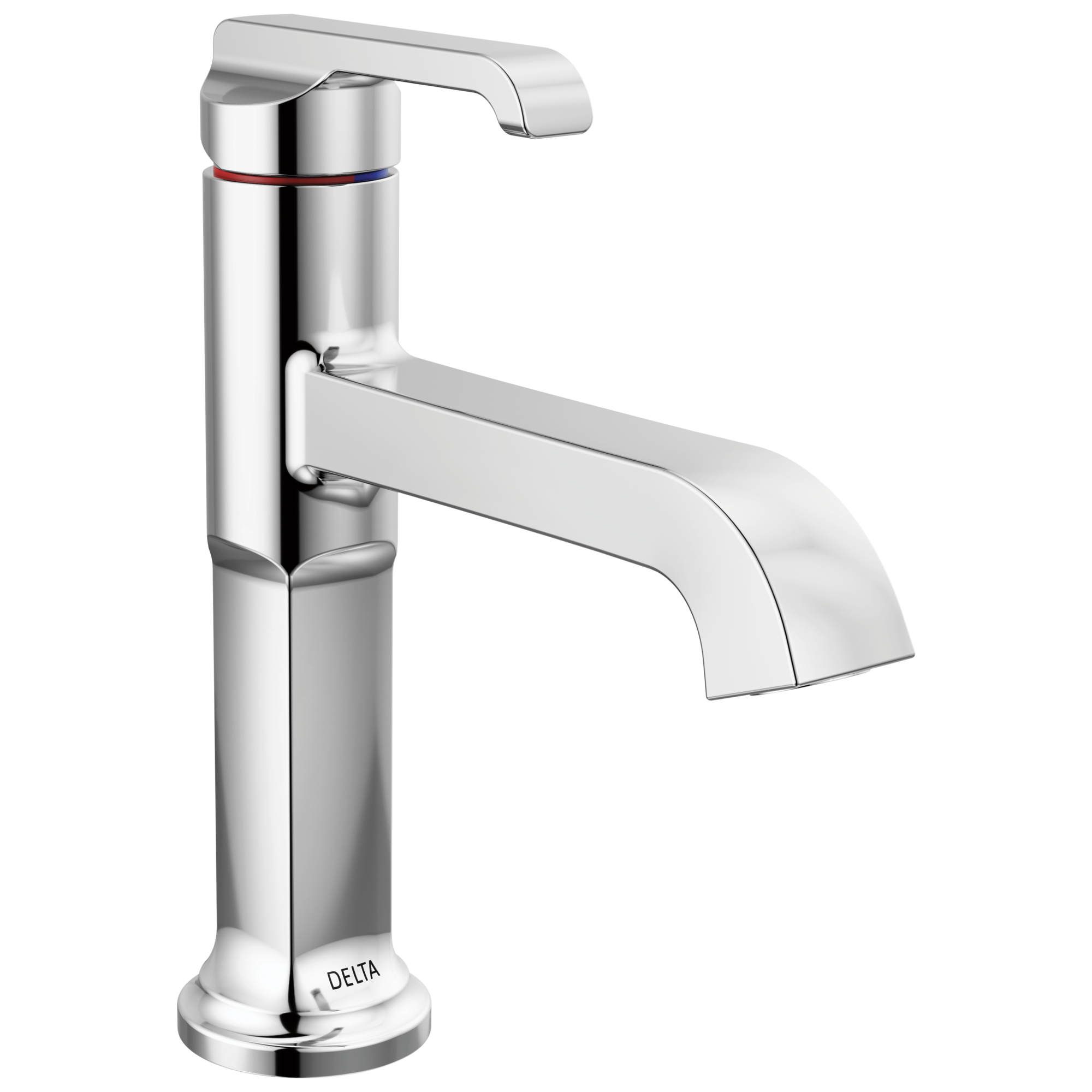 Delta 589-PR-LPU-DST Tetra Lumicoat Chrome Single hole 1-handle WaterSense Mid-arc Residential Handle Bathroom Sink Faucet