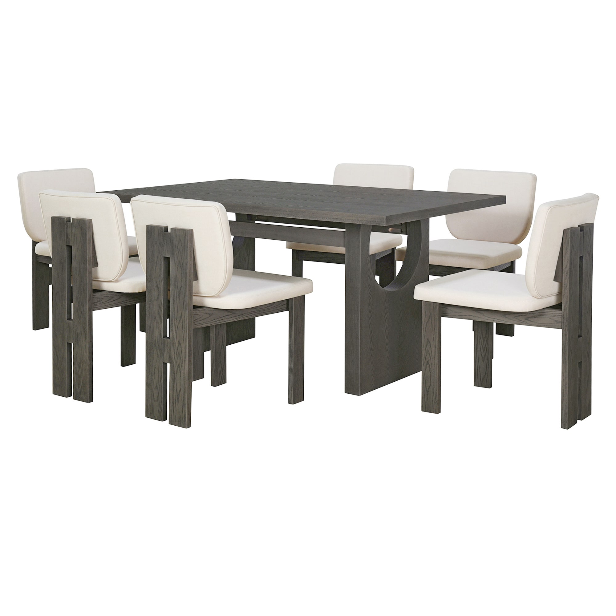 SINOFURN SYA330149GY Gray Rustic Dining Room Set with Rectangular Table ( Seats 6 )