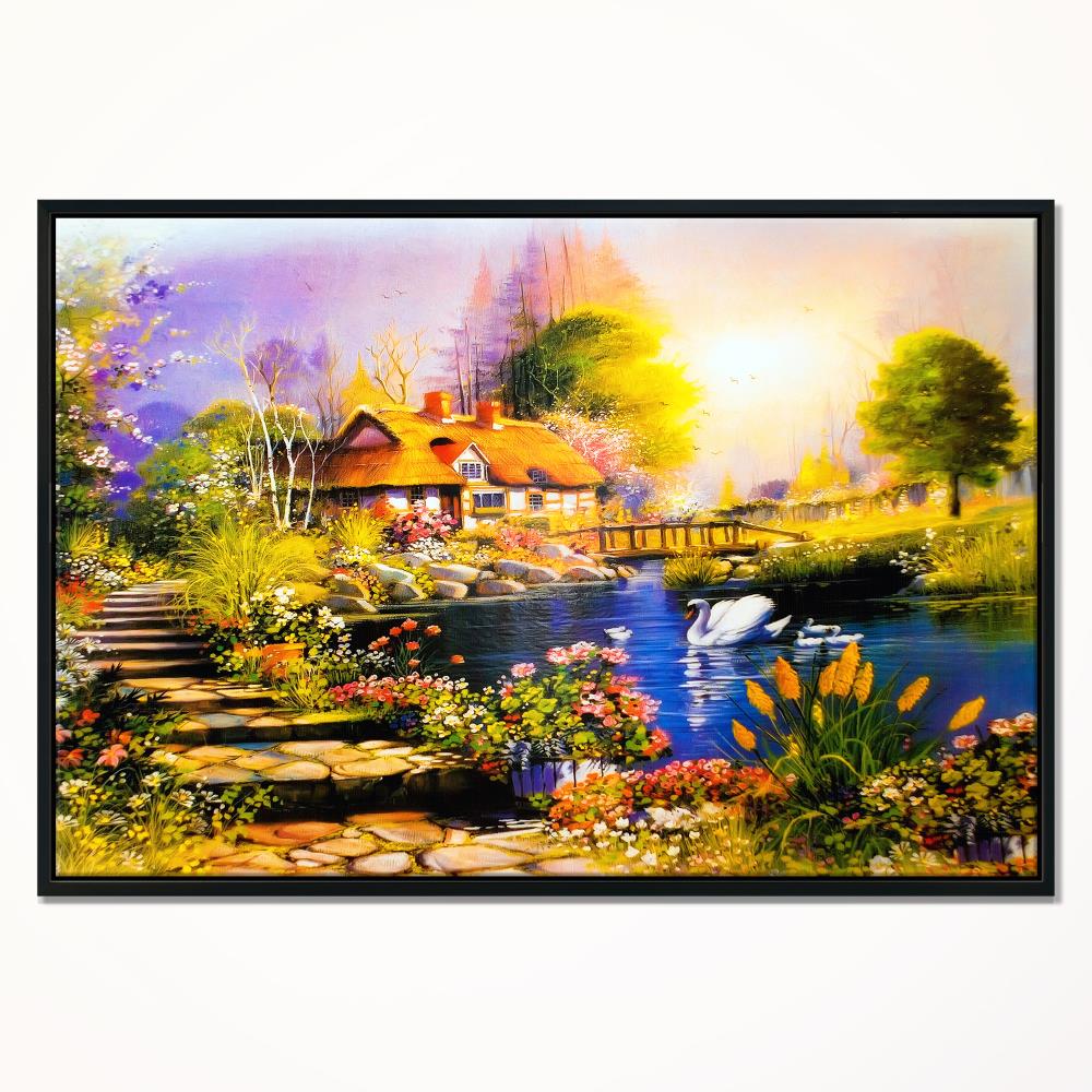 Designart Wood Floater Frame 32-in H x 42-in W Country Print on Canvas ...