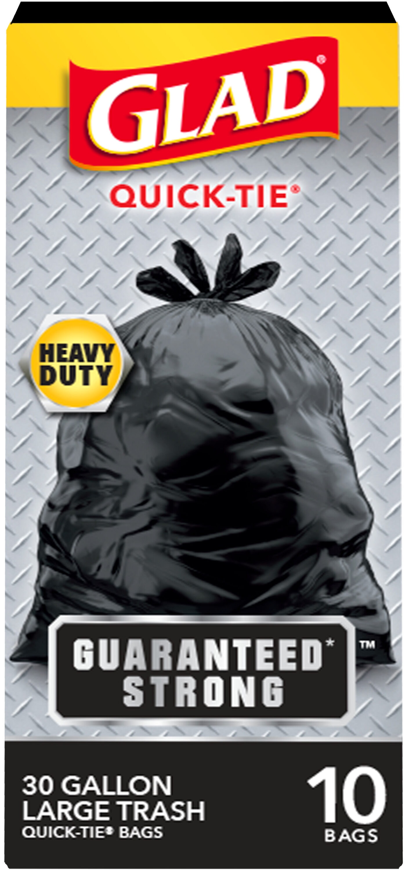 Glad 1258700080 30-Gallons Unscented Black Indoor/Outdoor Plastic Can Trash Bag 10 -Count