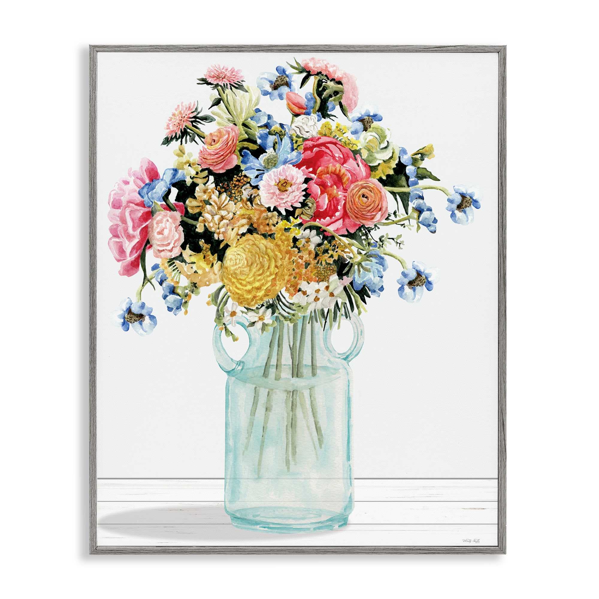 Stupell Industries BS-734-GFF-24X30 Country Classic Bouquet Gray Framed Giclee Art By Cindy Jacobs 24 x 30