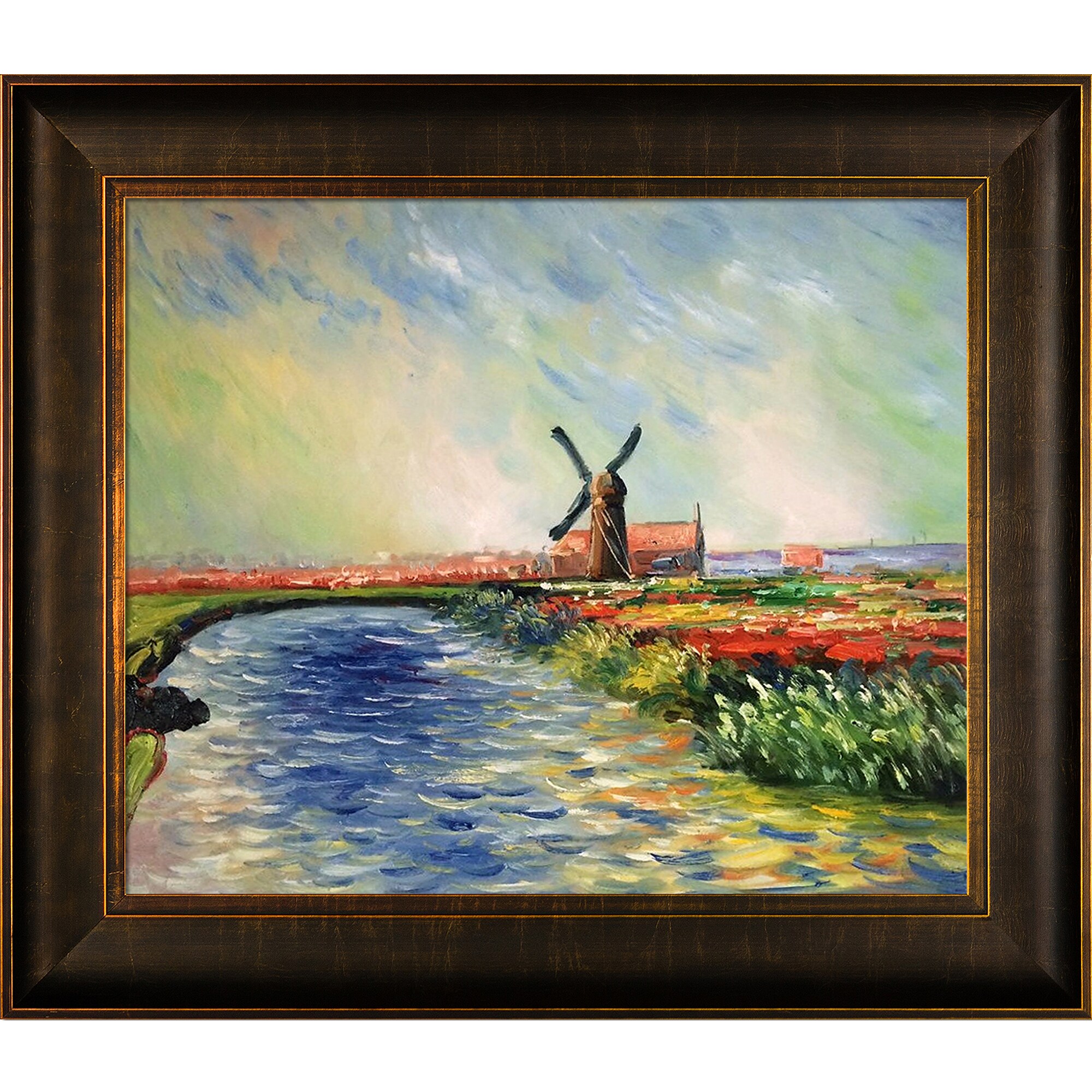 La Pastiche Tulip Field In Holland Claude Monet Framed 26.5-in H x 30.5 ...