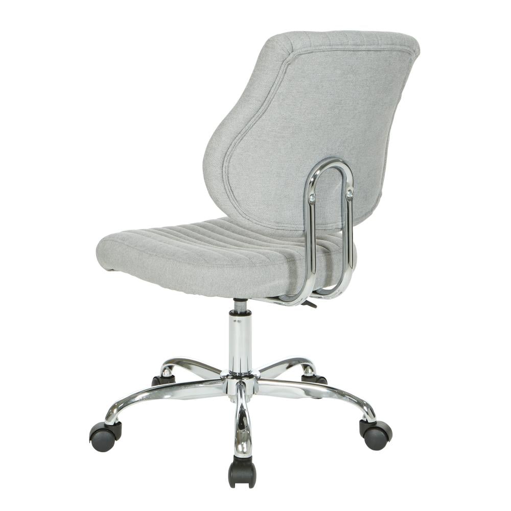 Fog Gray Ergonomic Armless Swivel Office Chair with Chrome Base