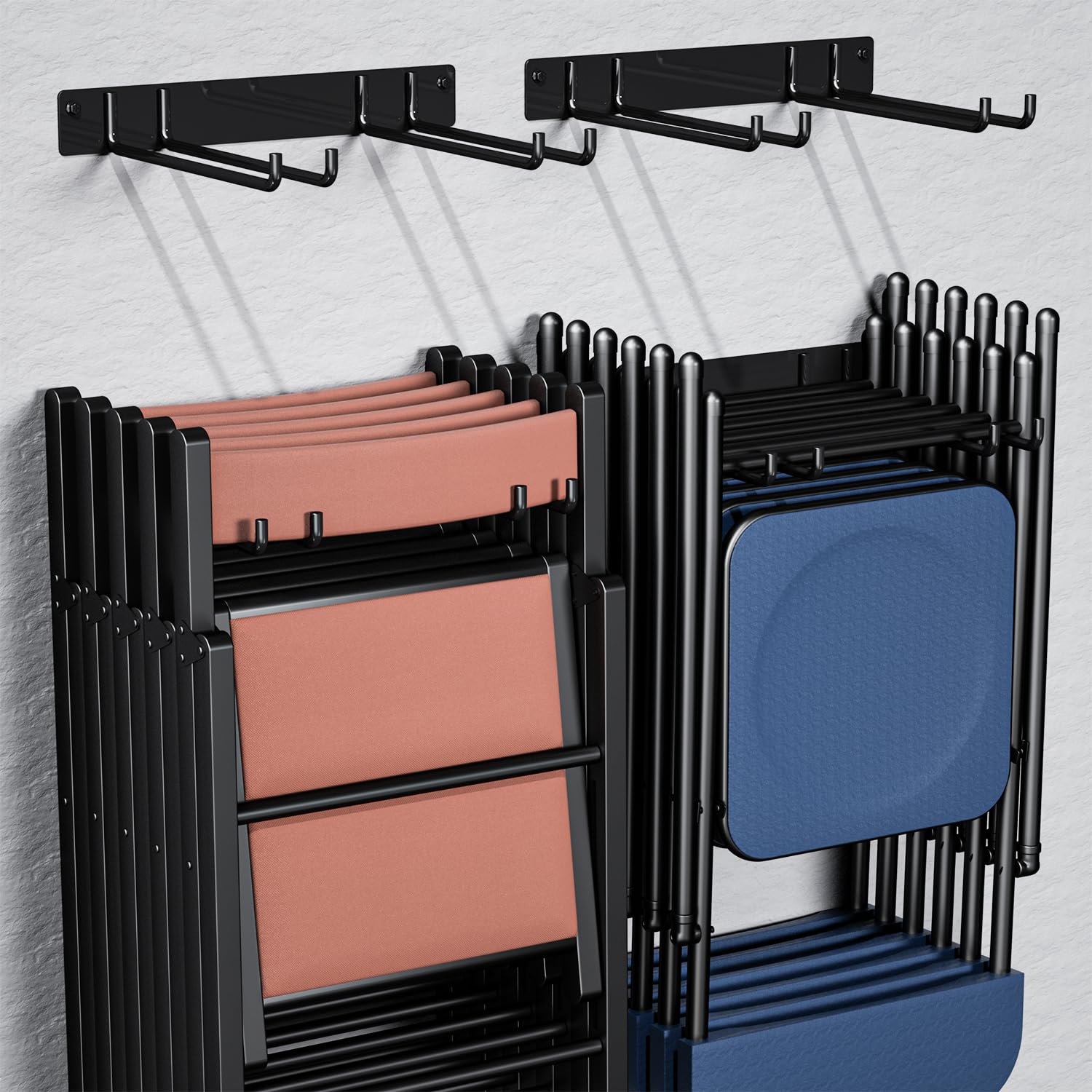 Phewnyzo  Folding Chair Storage Rack Wall Mount Organizer for Garage Lawn Beach Camping Yard Chairs Heavy Duty Solid Metal 2 Pack