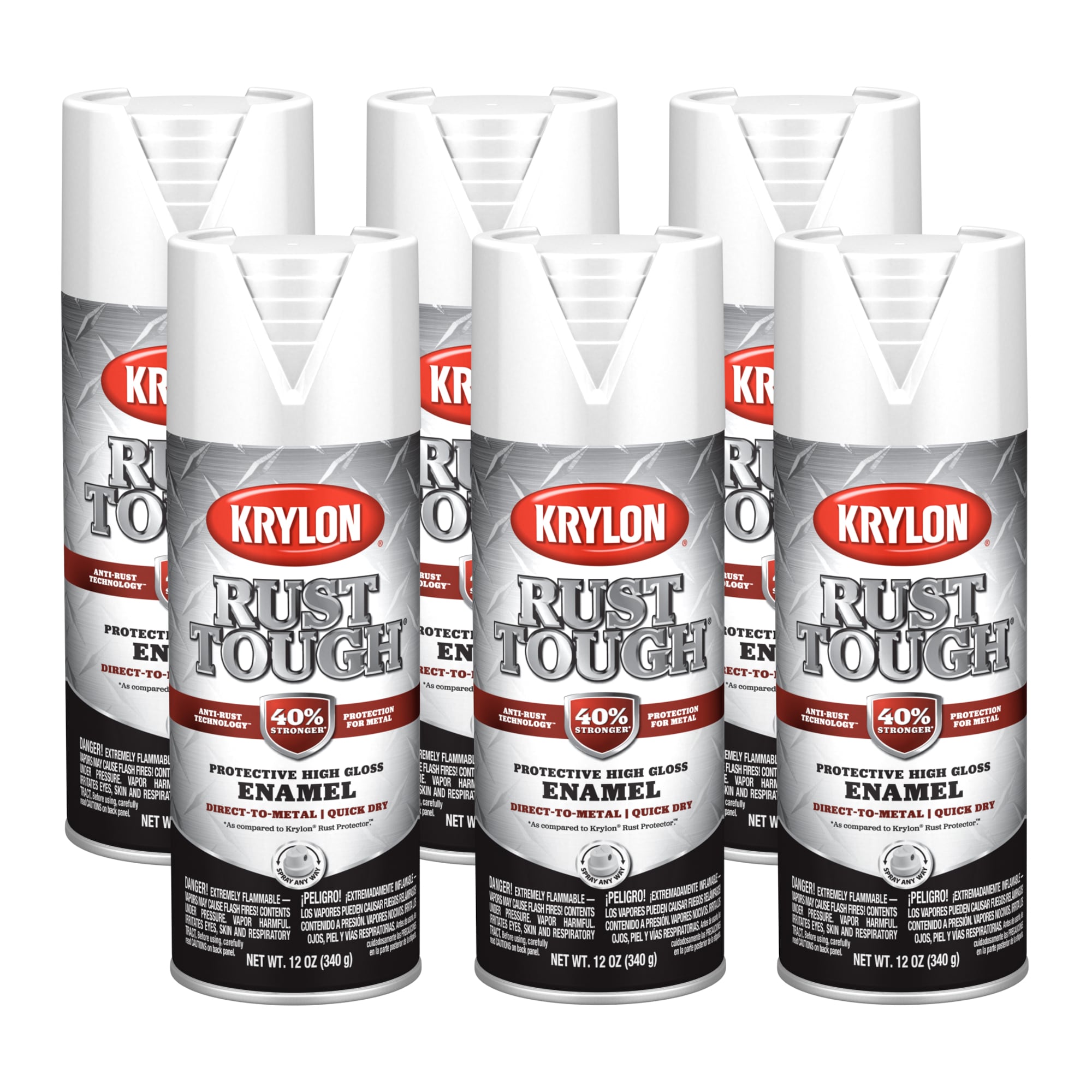 Krylon Rust Tough Gloss White Enamel Modified alkyd Spray paint ( NET WT. 36-oz ) 6 -Pack