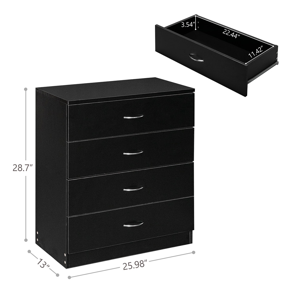 Black Farmhouse 4-Drawer Vertical Chest of Drawers