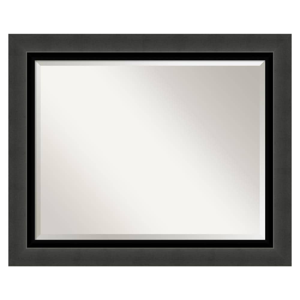 Amanti Art Tuxedo Black Frame Collection 33.5-in W x 27.5-in H Matte Black Rectangular Bathroom Vanity Mirror