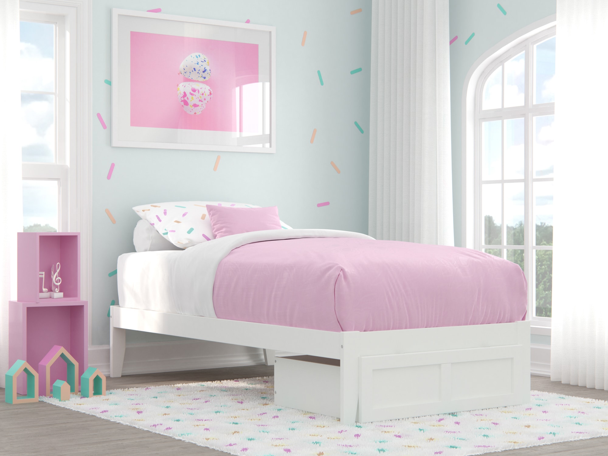 AFI Furnishings AG8012222 Colorado White Twin Wood Platform Bed with Storage