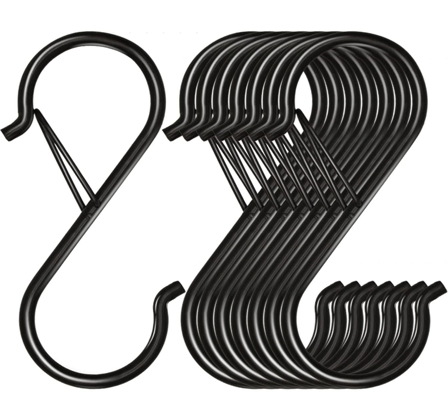 Aoibox  8 Pack 3 5 in Heavy Duty Metal S Hooks with Safety Buckle for Hanging Plants Pots Clothes Kitchen Utensils