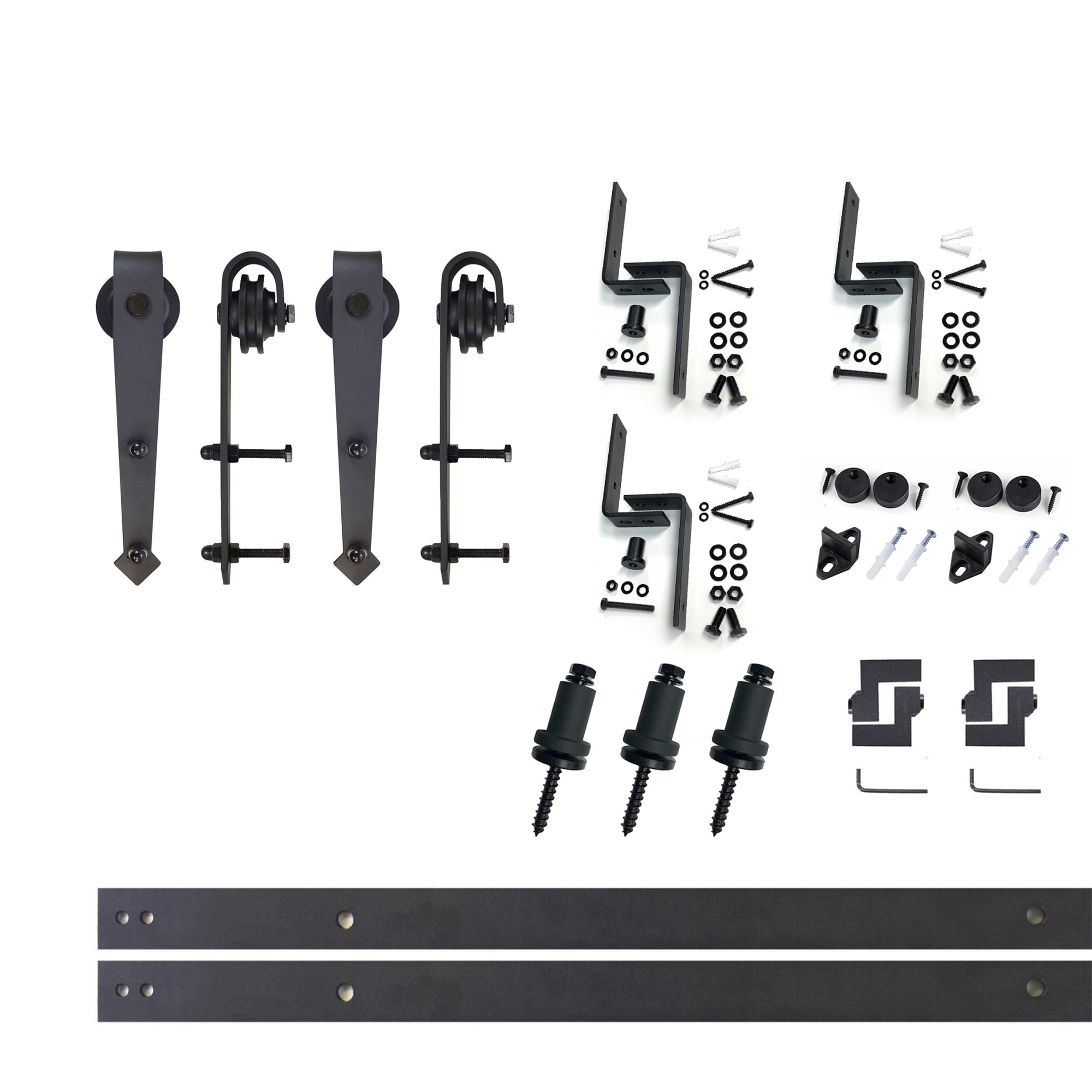HOMACER JT3TGH054C 54-in Rustic black Black Indoor Arrow Double bypass Barn door hardware kit