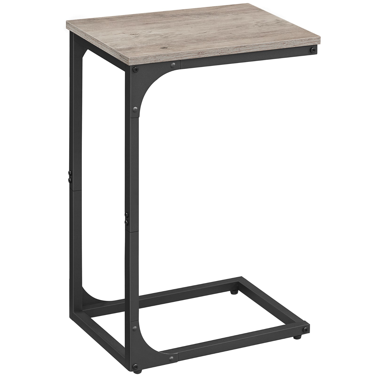 Slickblue D-SM-20B053TELU Slim Couch Side Table - 15.7W x 24.4H-in. Particleboard C-Shaped Industrial End Table Without Storage for Bedside Use - Chestnut Brown/Greige/Ebonized Oak