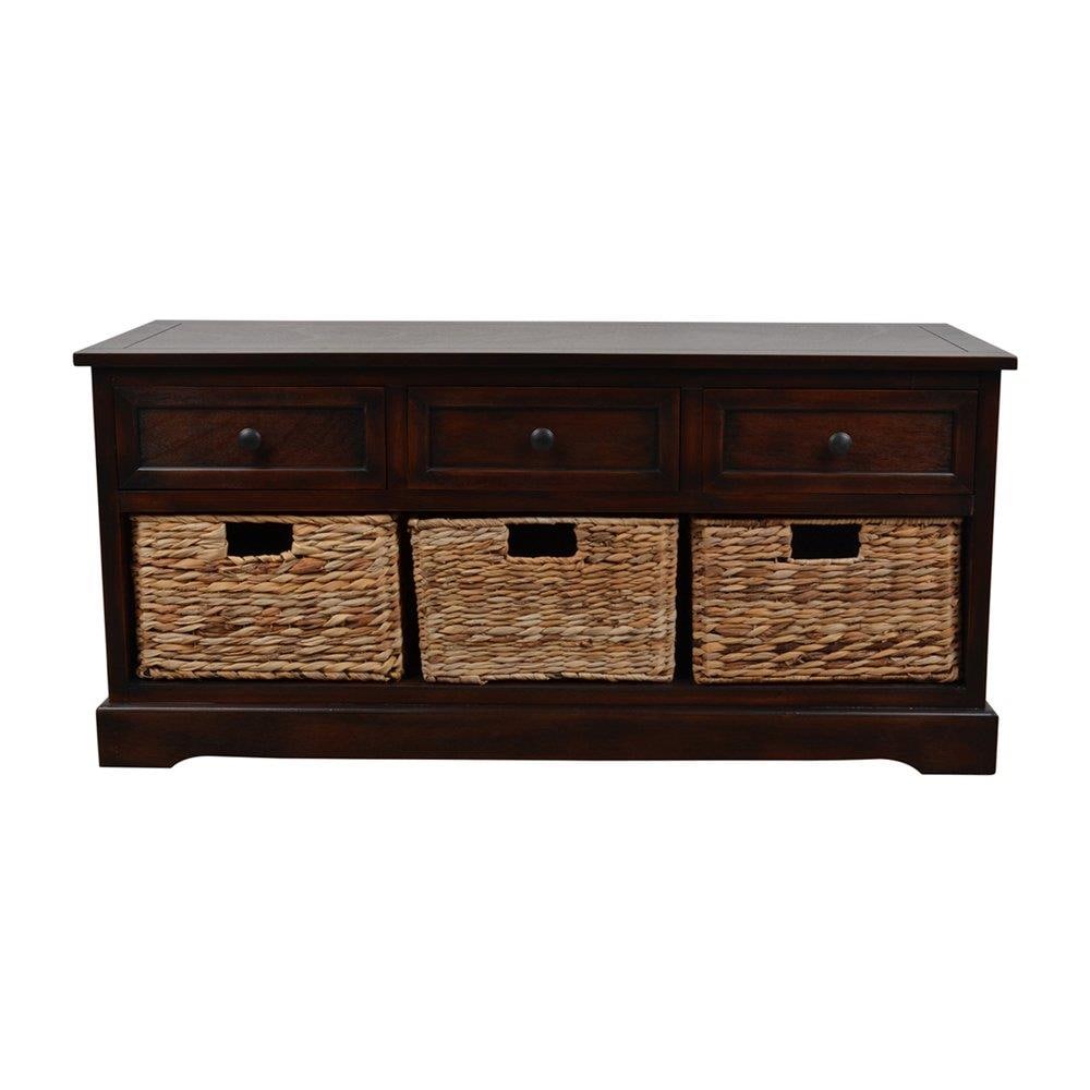 Decor Therapy Montgomery Country Mahogany Storage Bench 42-in x 15.25 ...