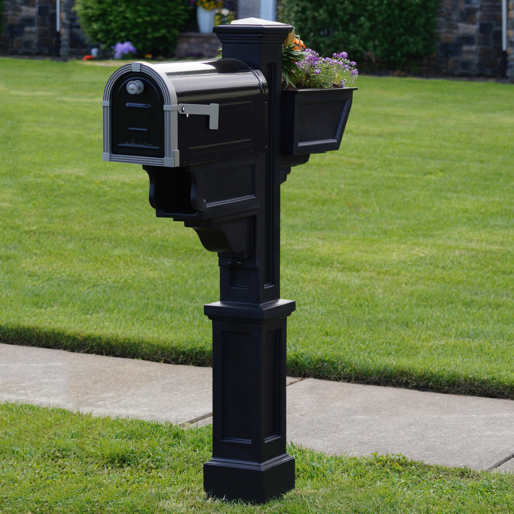 Mayne Black Polymer 4 X 4 Mount Mailbox Post In The Mailbox Posts ...