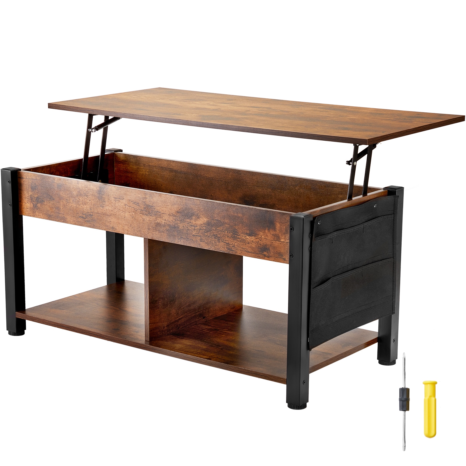 SVOPES SVOPESKFZZFX409217V0 19.69-in W x 19.21-in H Brown Metal Rectangular Modern End Table with Storage Assembly Required
