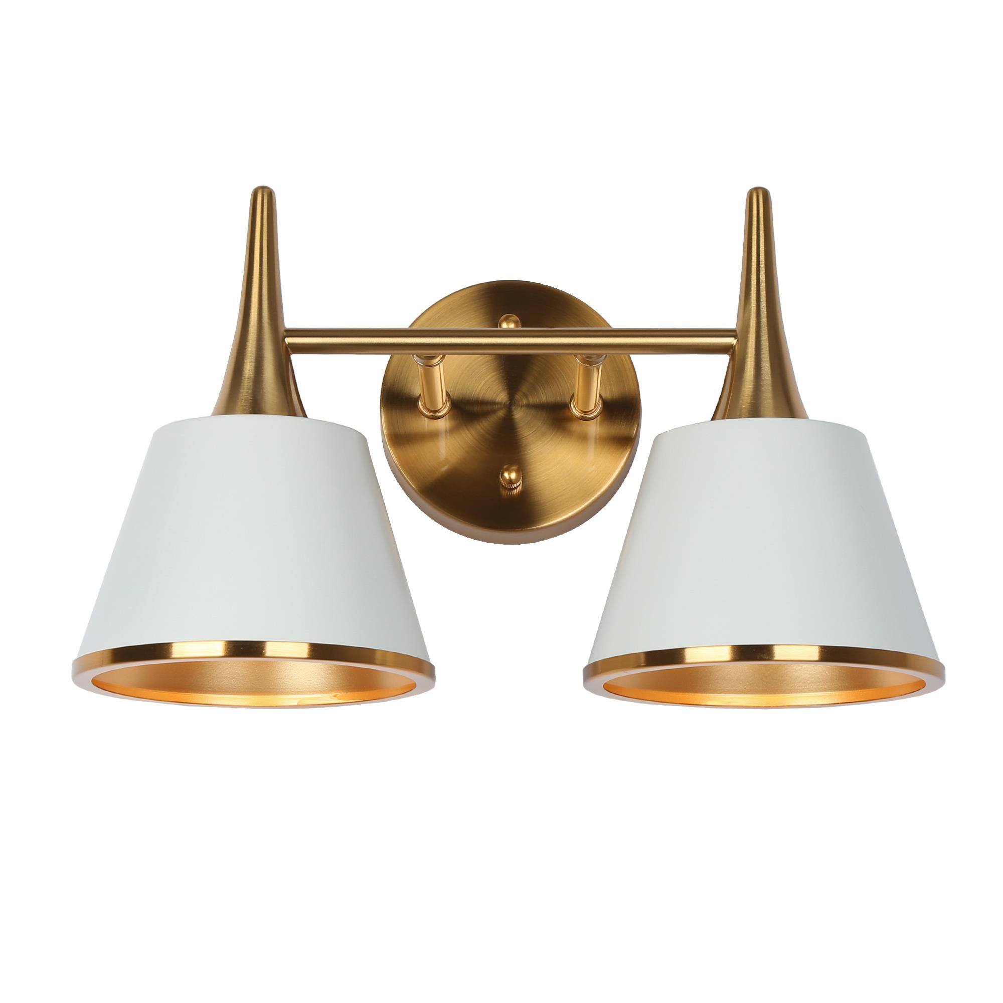 Idaikos 14-Inch Matte Gold and White 2-Light Vanity Light
