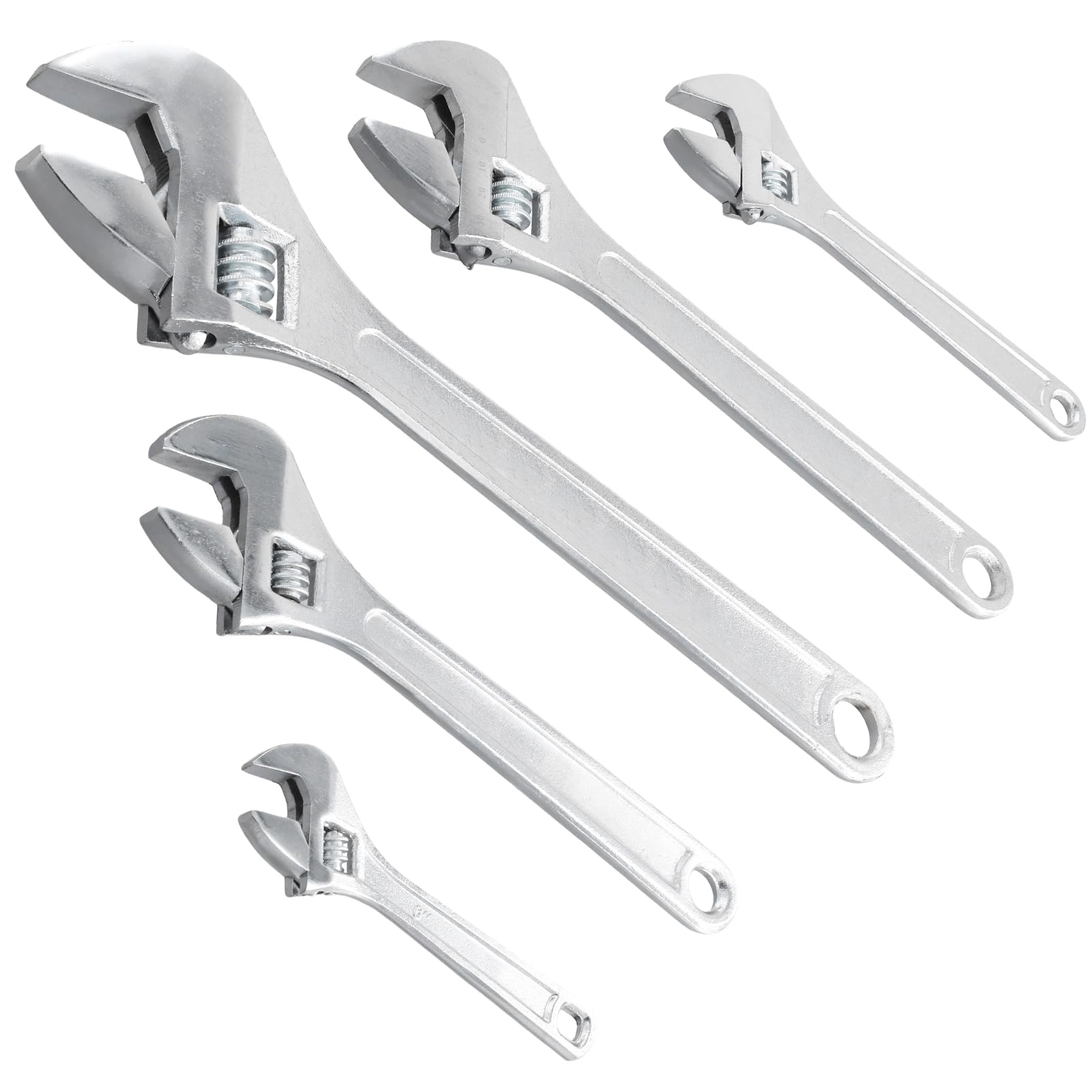 DYRCJ  Set of 5 Adjustable Wrenches 6 8 10 12 15 Inch Heavy Duty Crescent Wrenches with Wide Jaw and Ergonomic Handle for Machine Maintenance