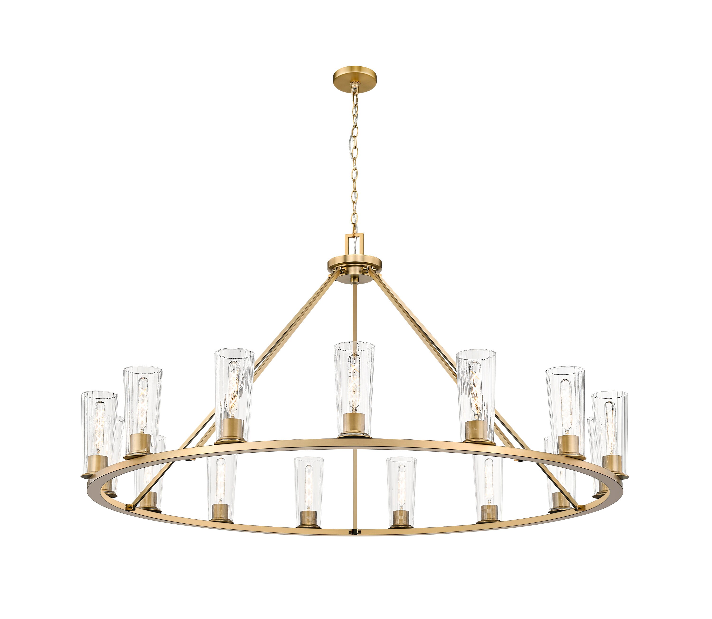 Modern Gold 15-Light Chandelier with Clear Glass Shades