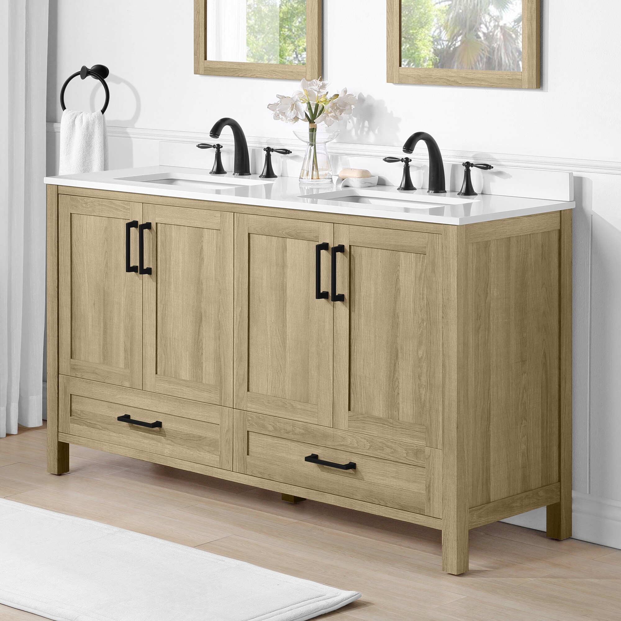 Style Selections Edwards 60in Natural Oak Undermount Double Sink