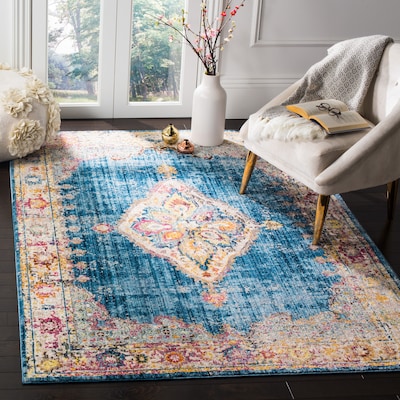Safavieh Valencia Candence 2 x 8 Blue/Multi Indoor Distressed/Overdyed Vintage Runner Safavieh Valencia Candence 2 x 8 Blue/Multi Indoor Distressed/Overdyed Vintage Runner